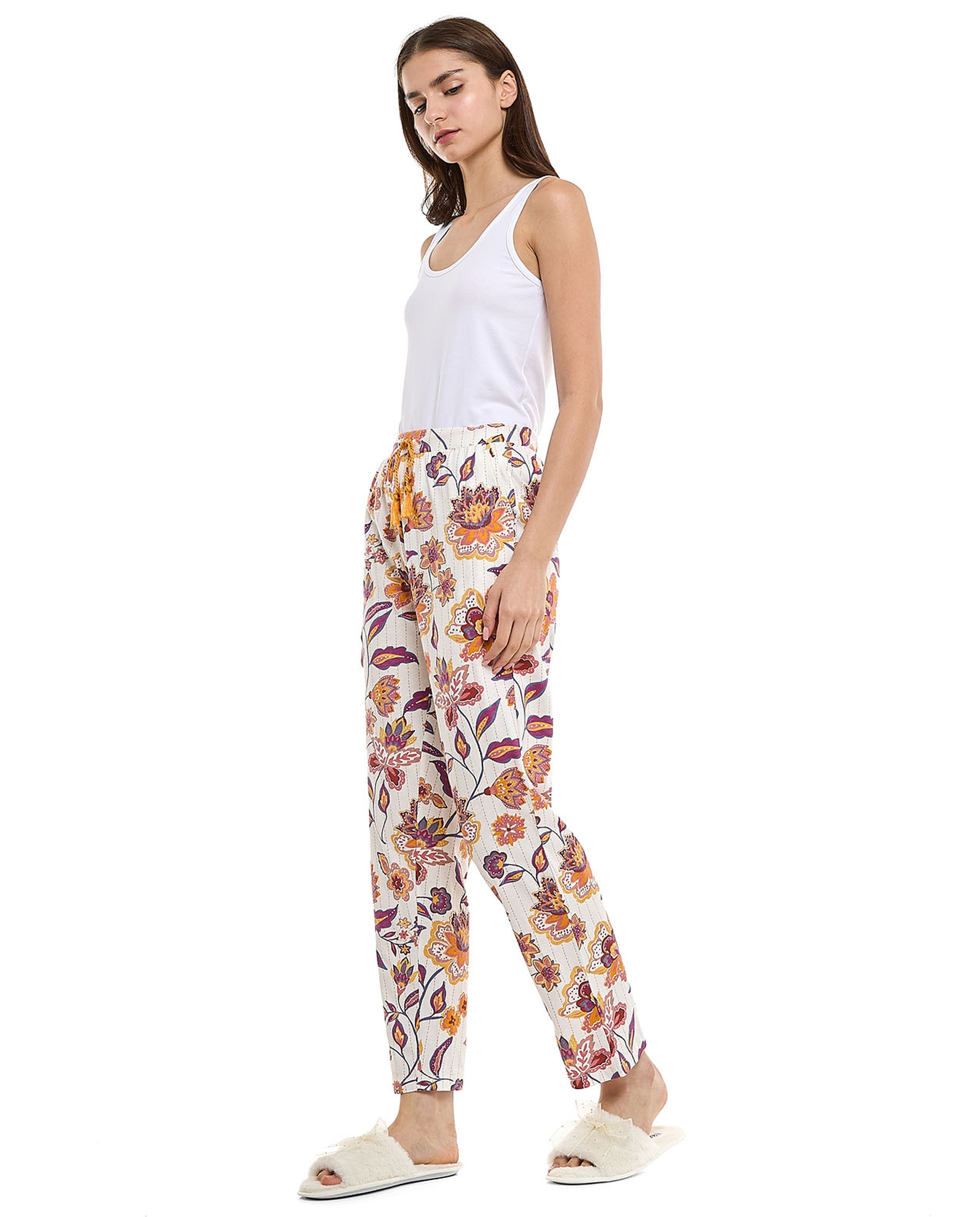 Patterned Lounge Pants with Drawstring Waist