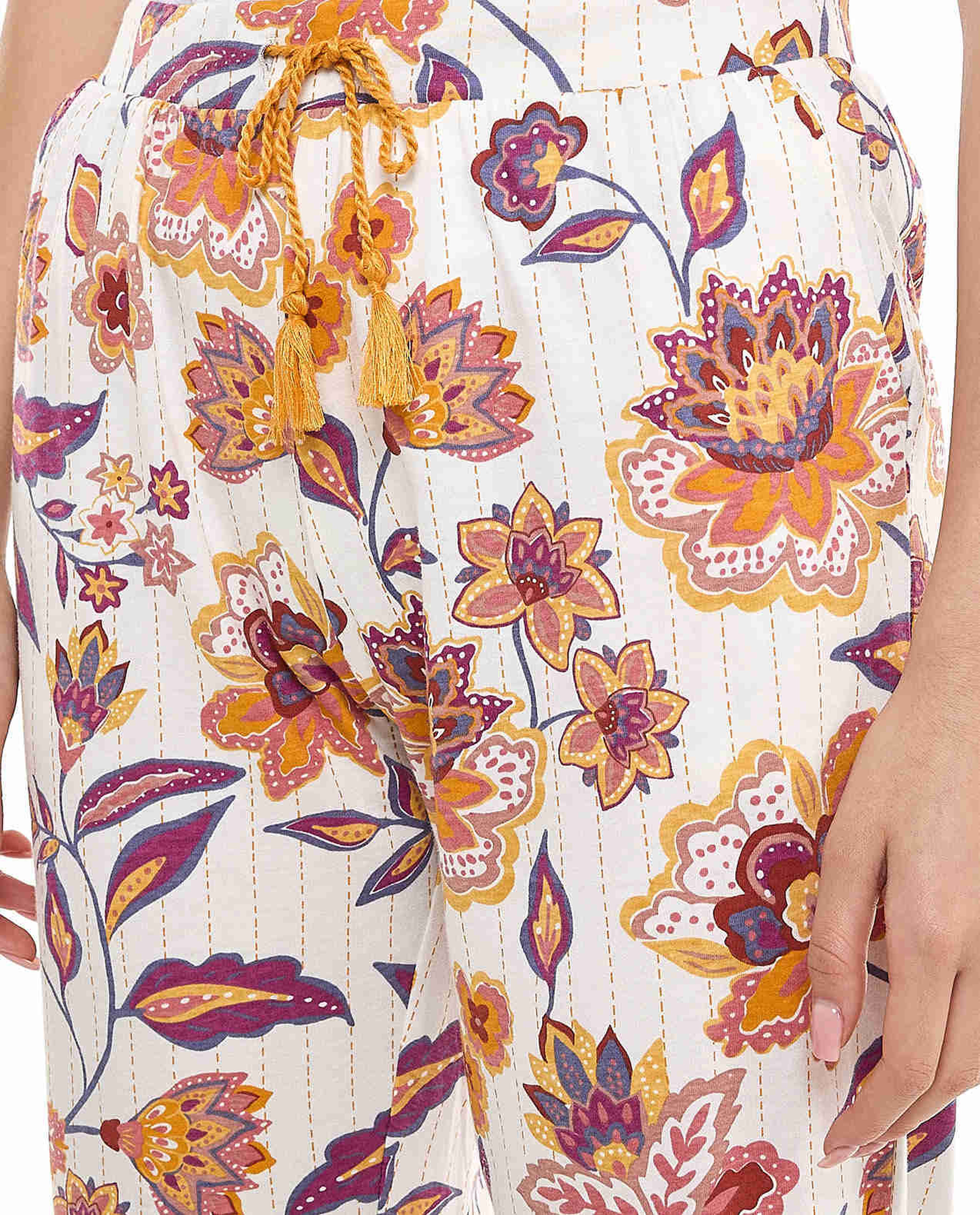 Patterned Lounge Pants with Drawstring Waist