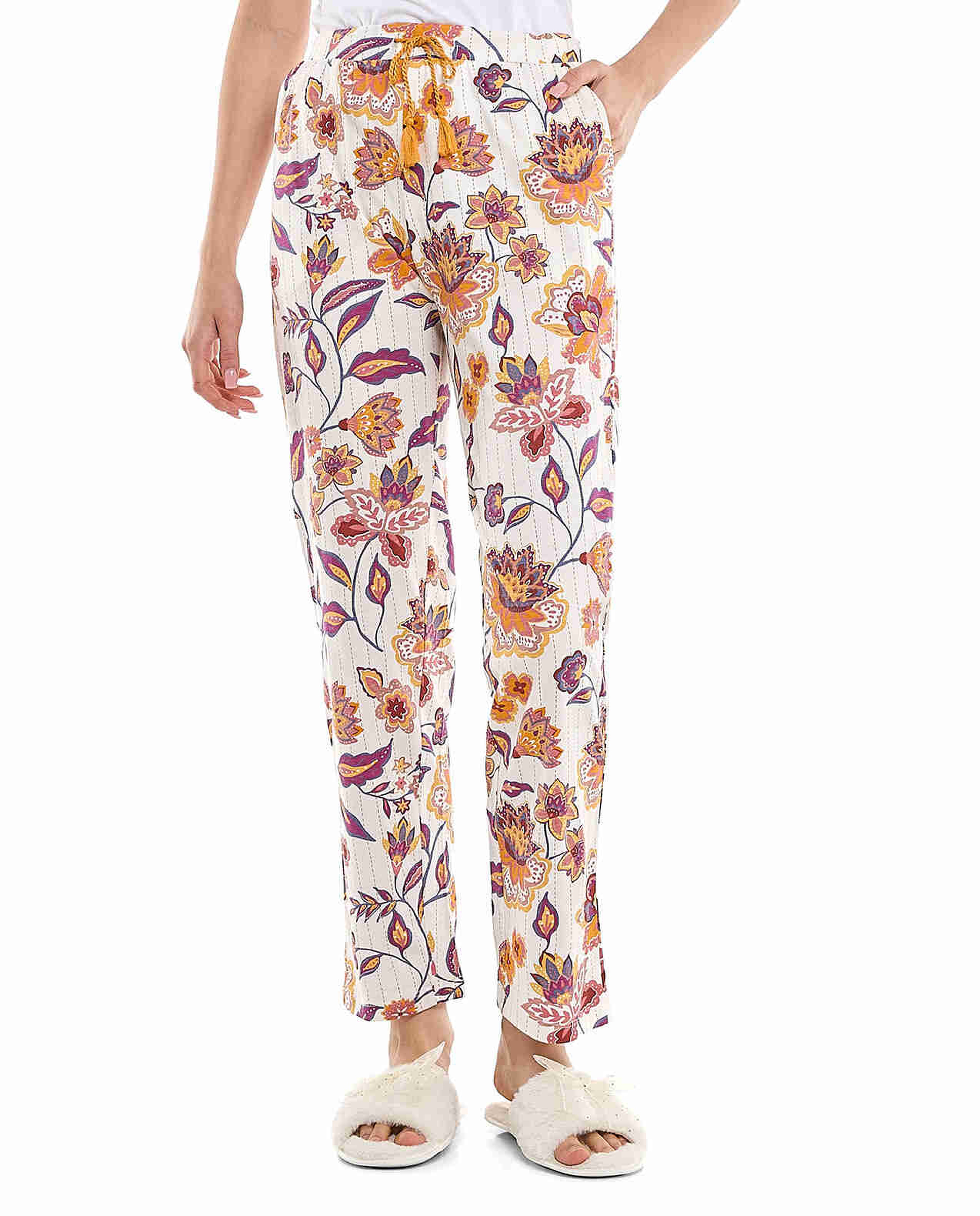 Patterned Lounge Pants with Drawstring Waist