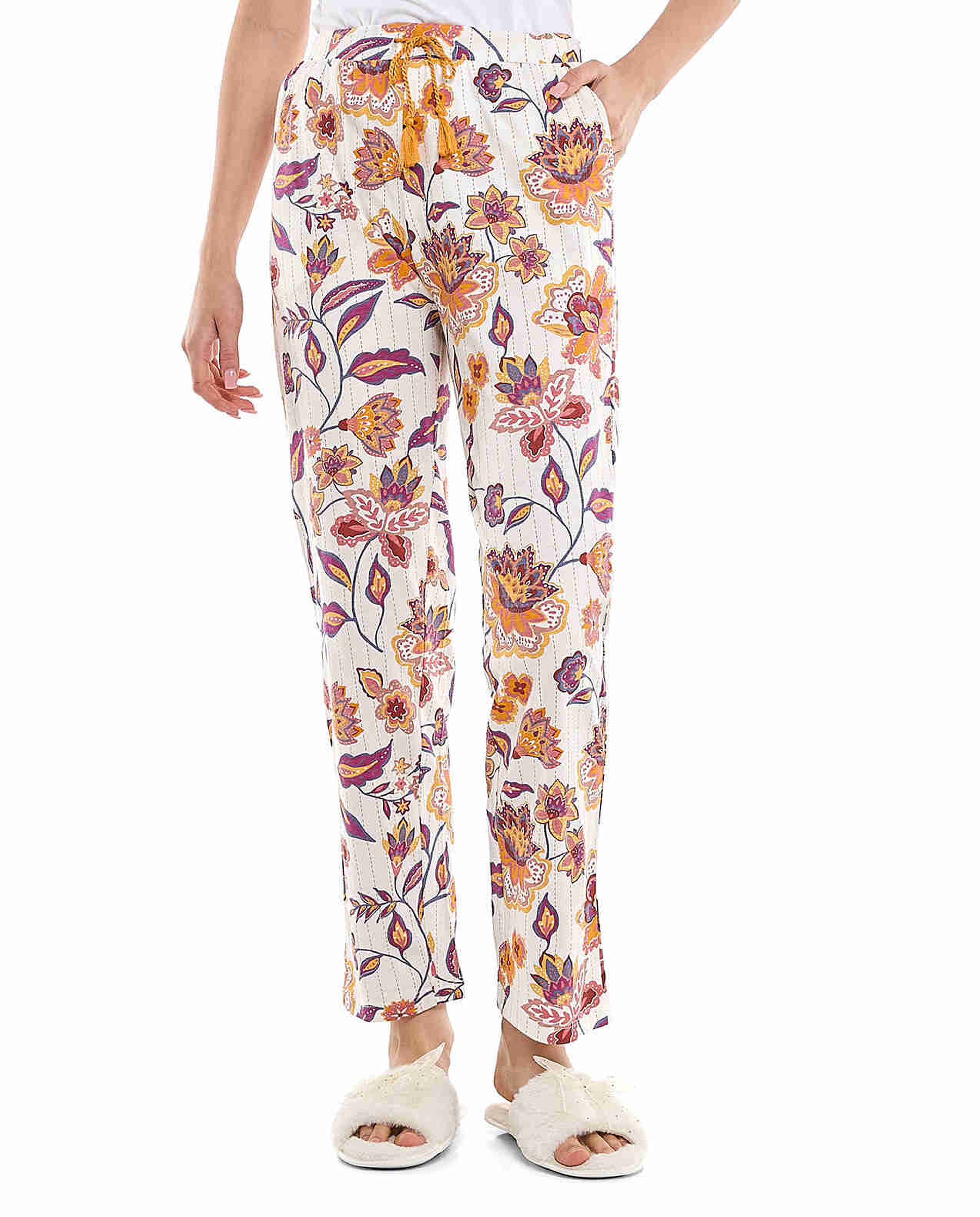 Patterned Lounge Pants with Drawstring Waist