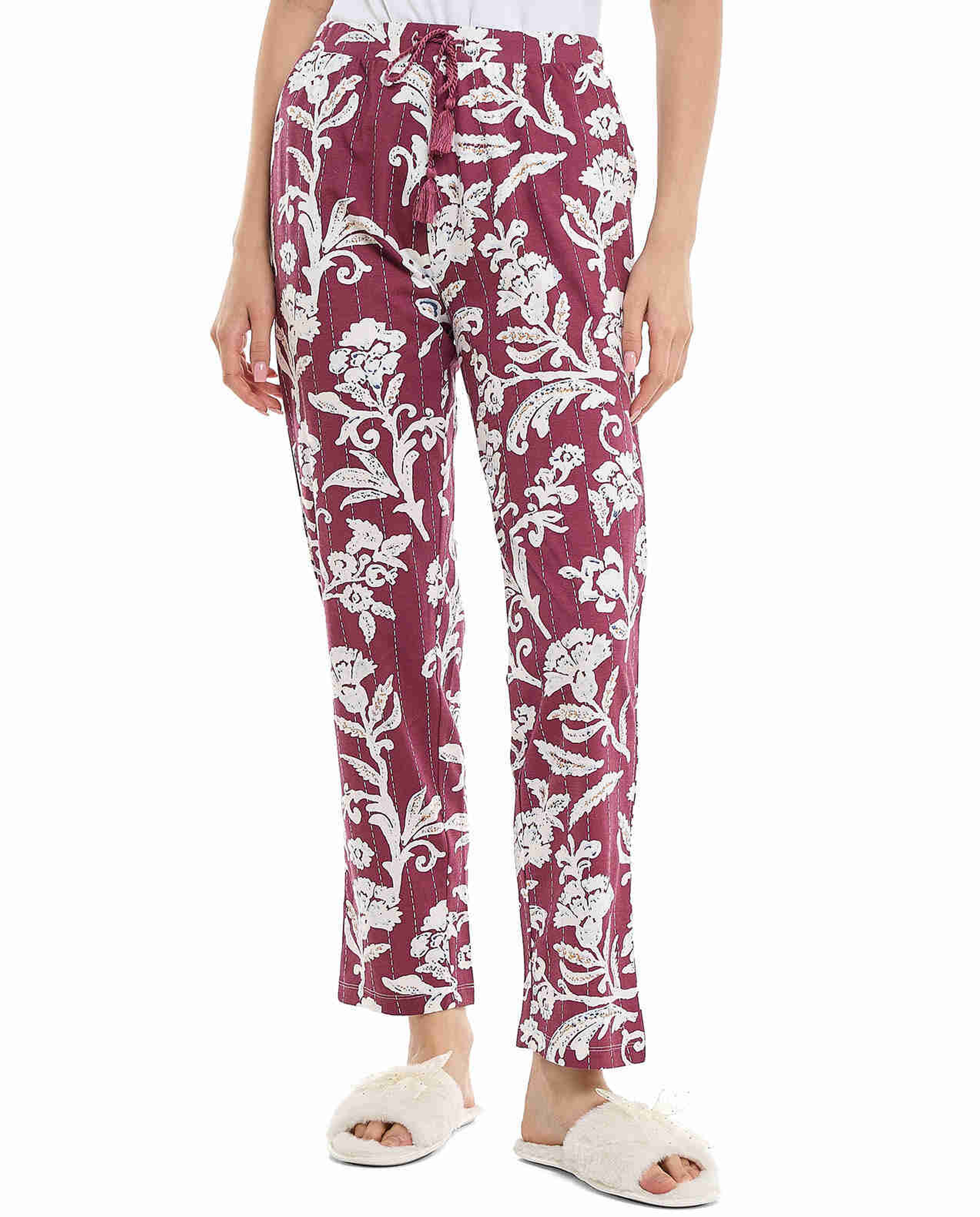Patterned Lounge Pants with Drawstring Waist