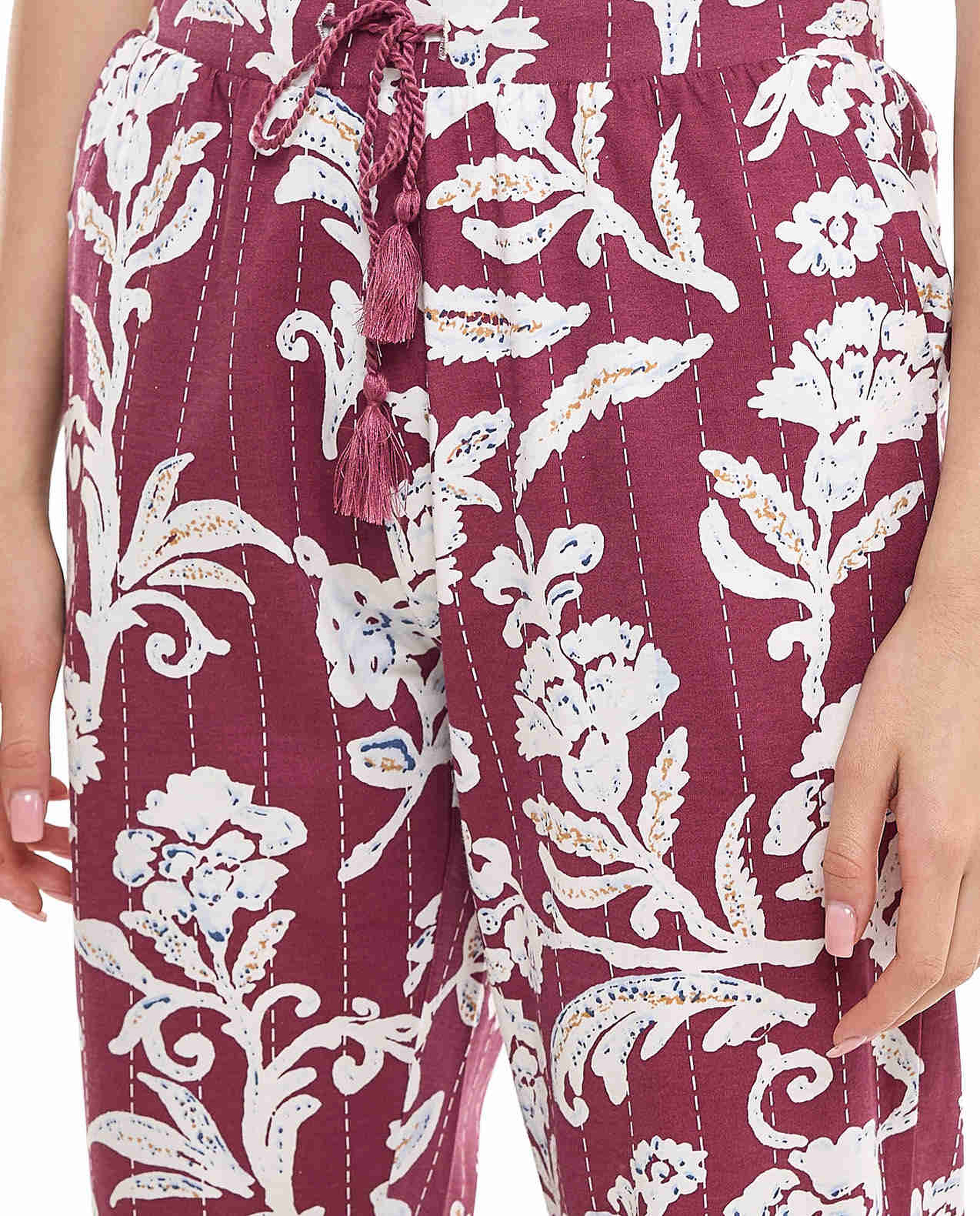 Patterned Lounge Pants with Drawstring Waist