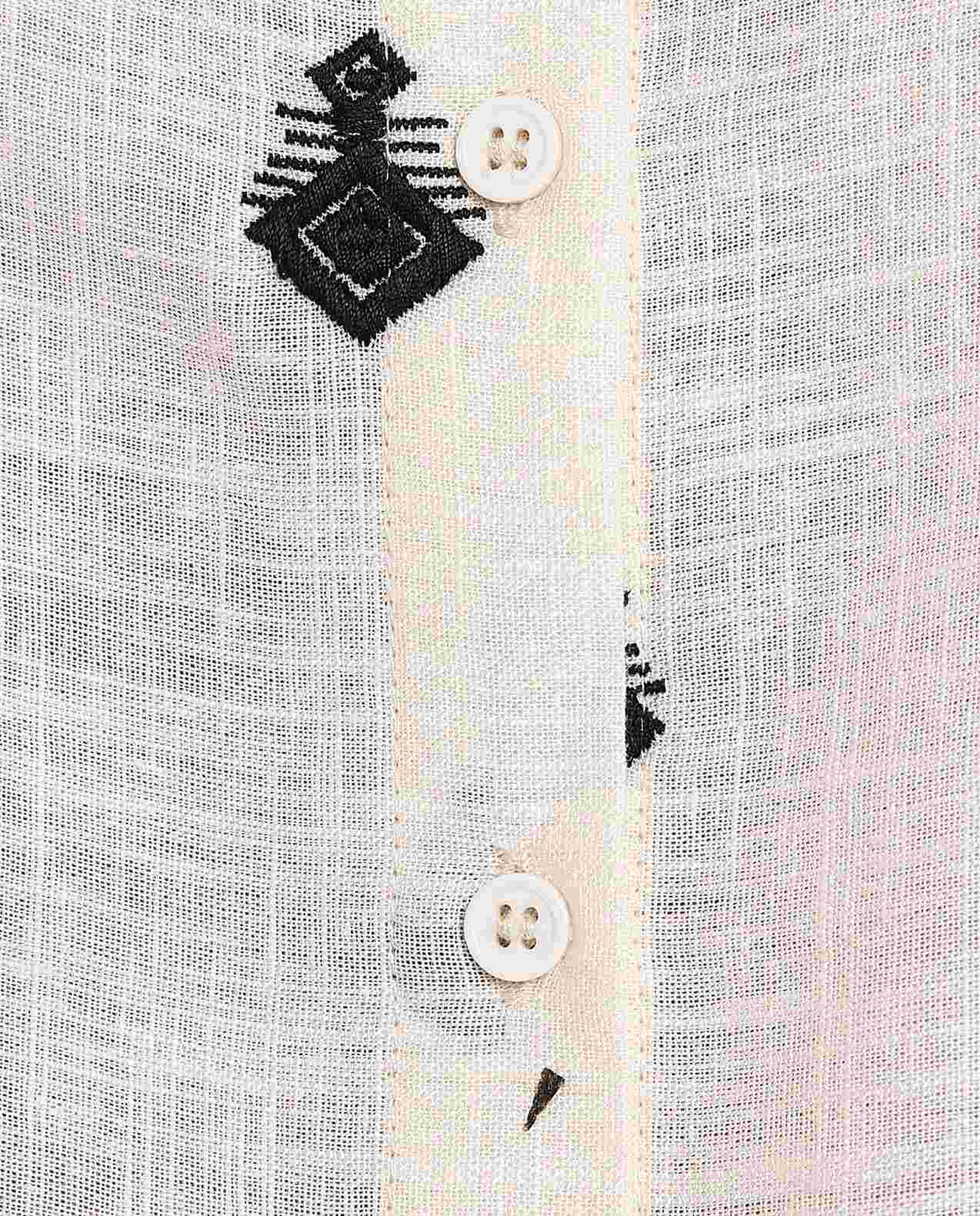 Embroidered Shirt with Classic Collar and Short Sleeves