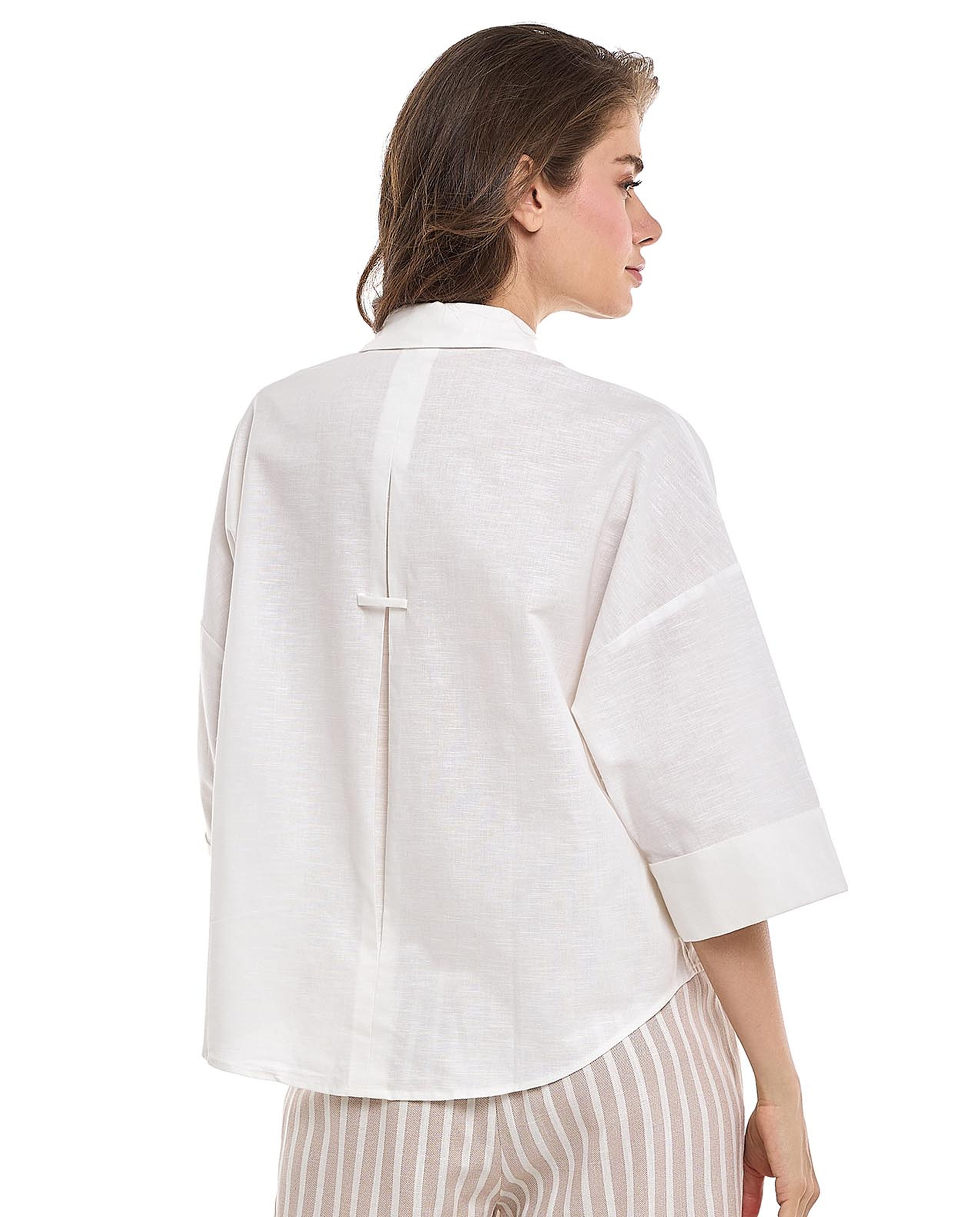 Solid Oversized Shirt with Classic Collar and Short Sleeves