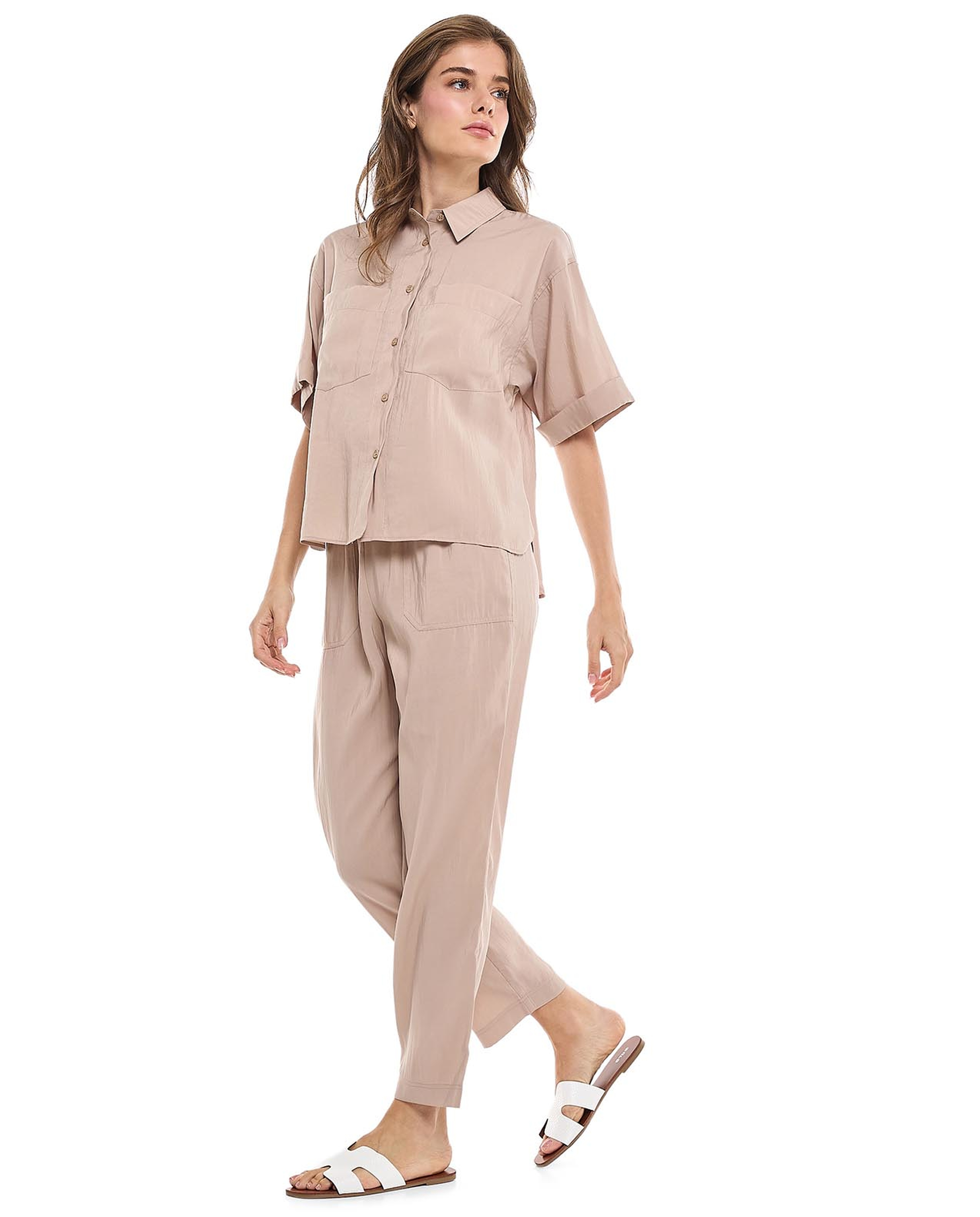 Solid Straight Fit Pants with Drawstring Waist