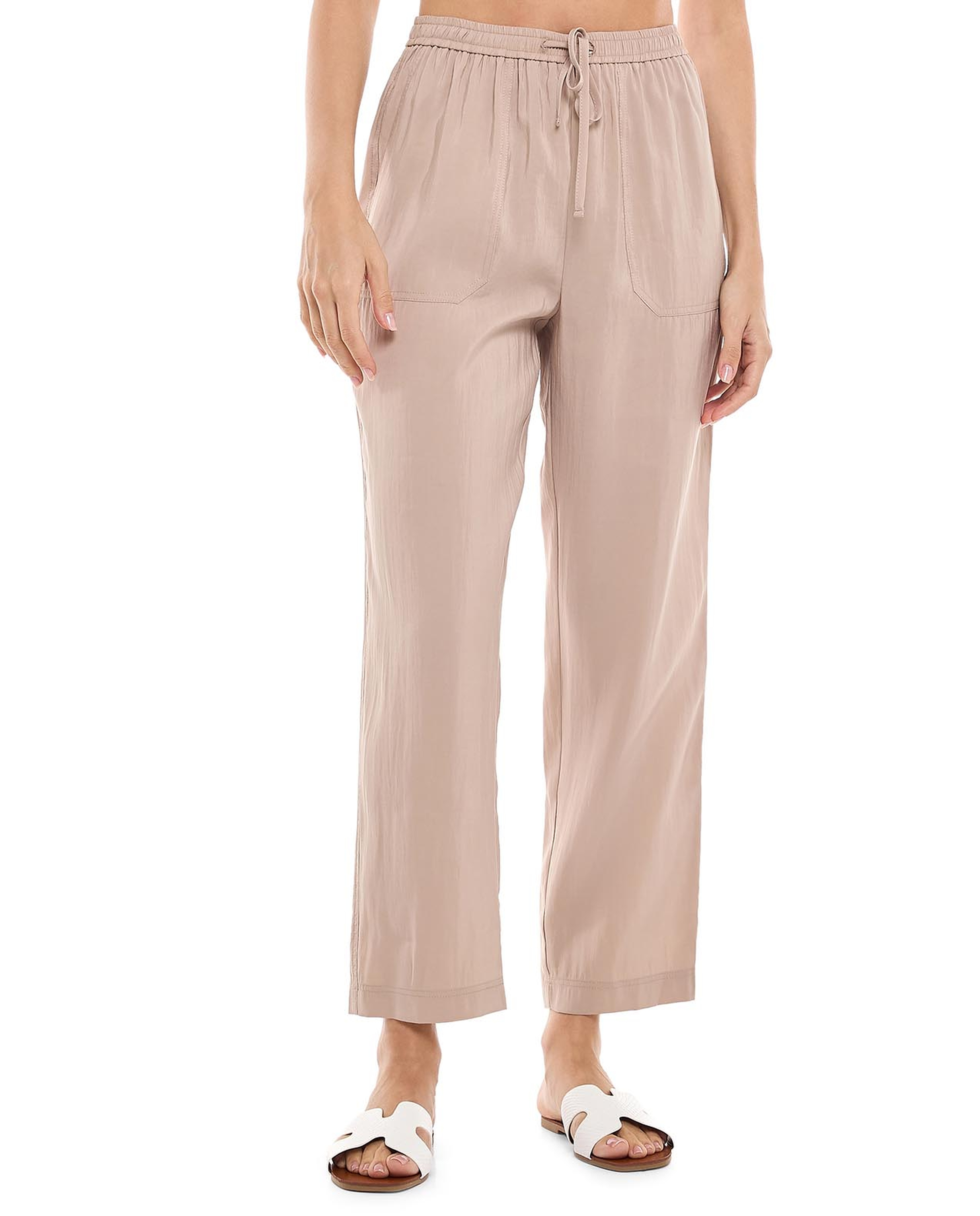 Solid Straight Fit Pants with Drawstring Waist