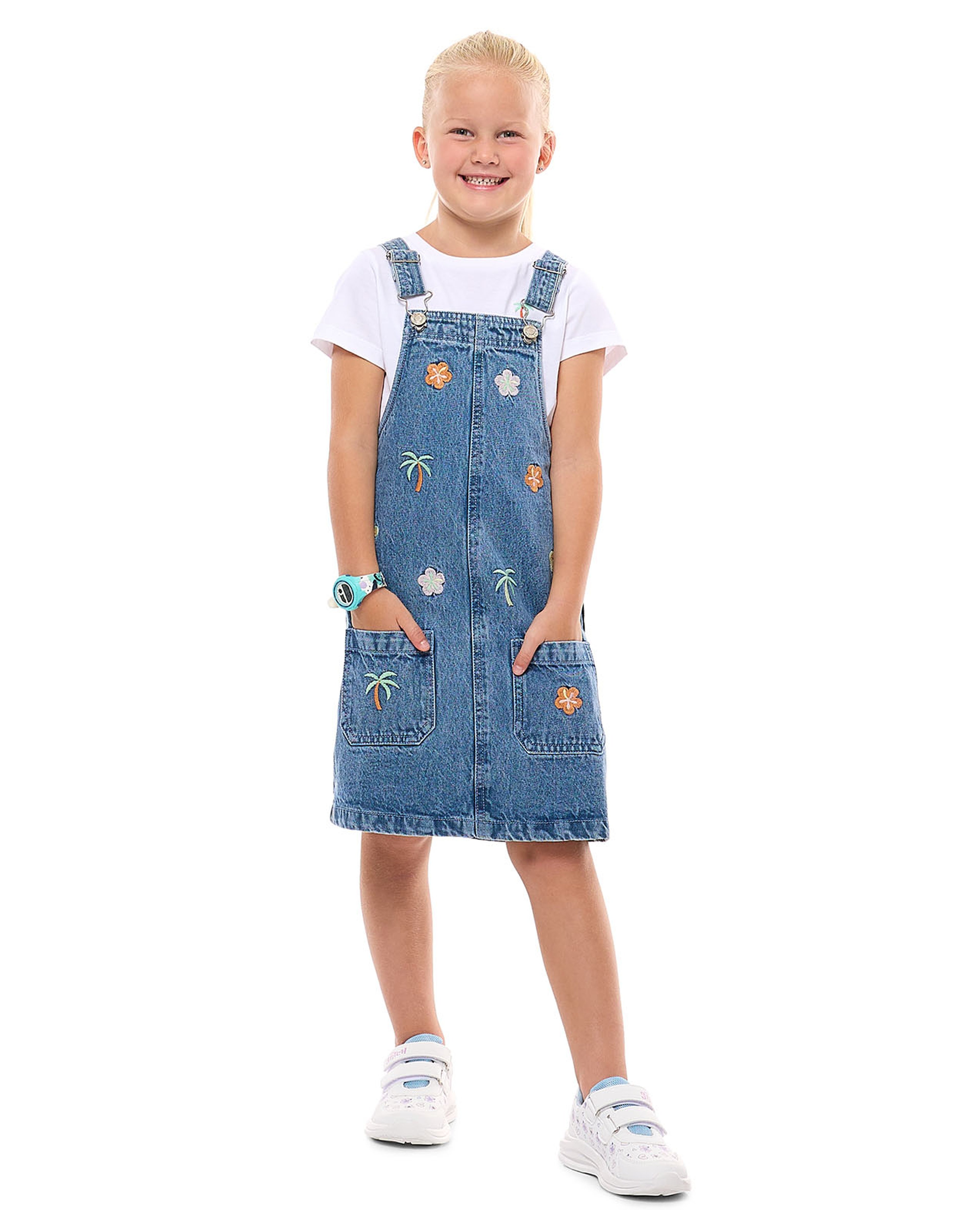 Embroidered Dungaree Dress