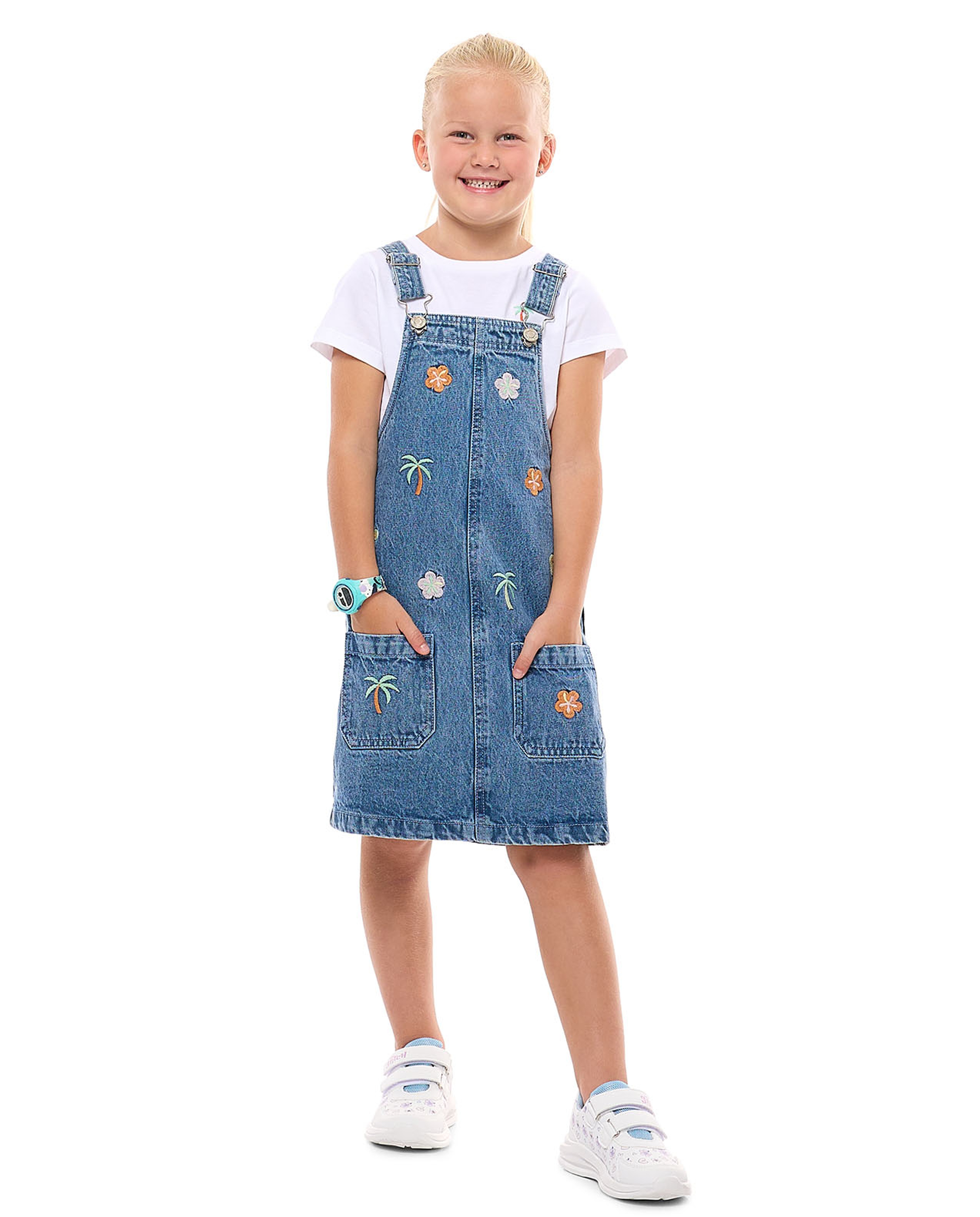 Embroidered Dungaree Dress