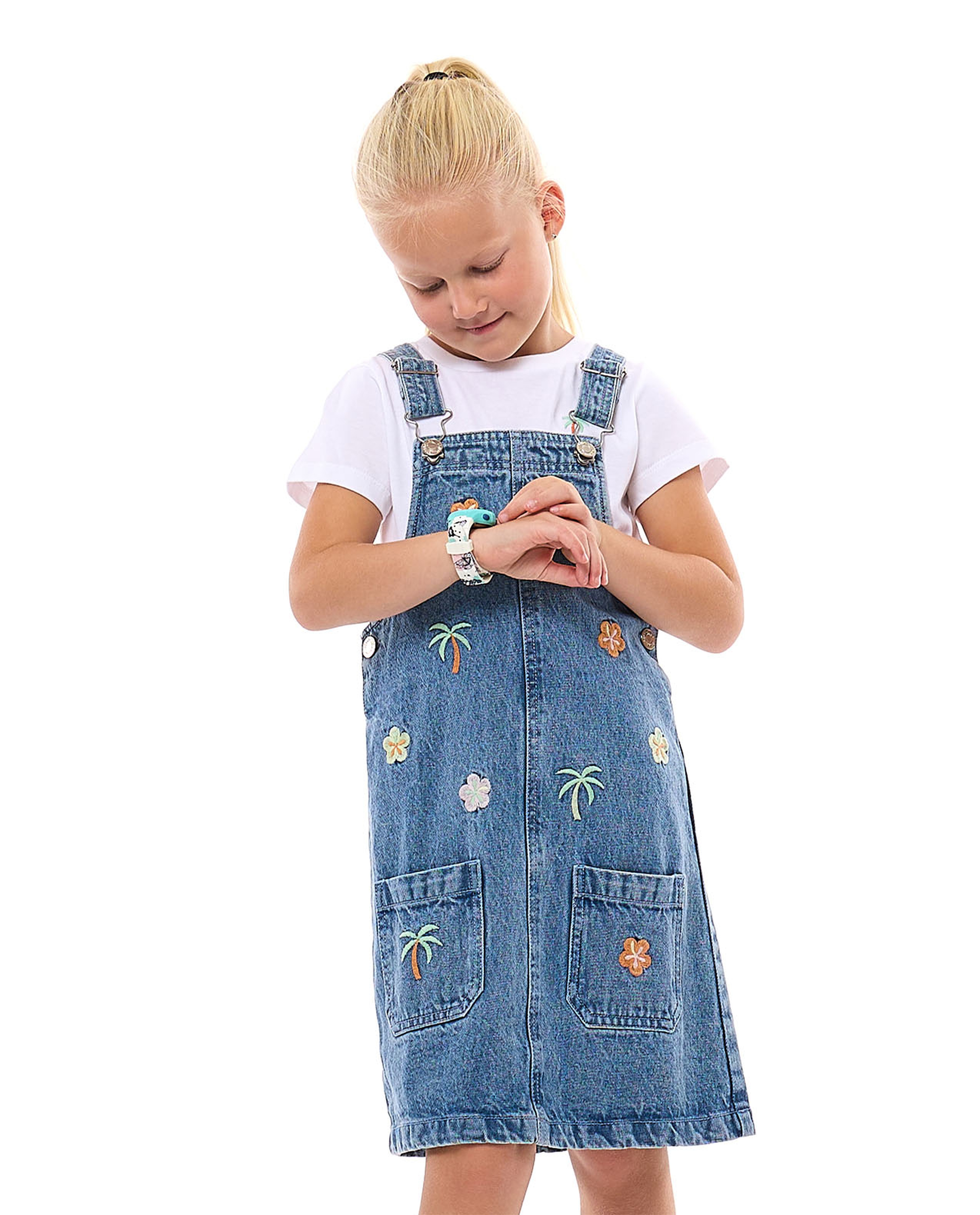 Embroidered Dungaree Dress