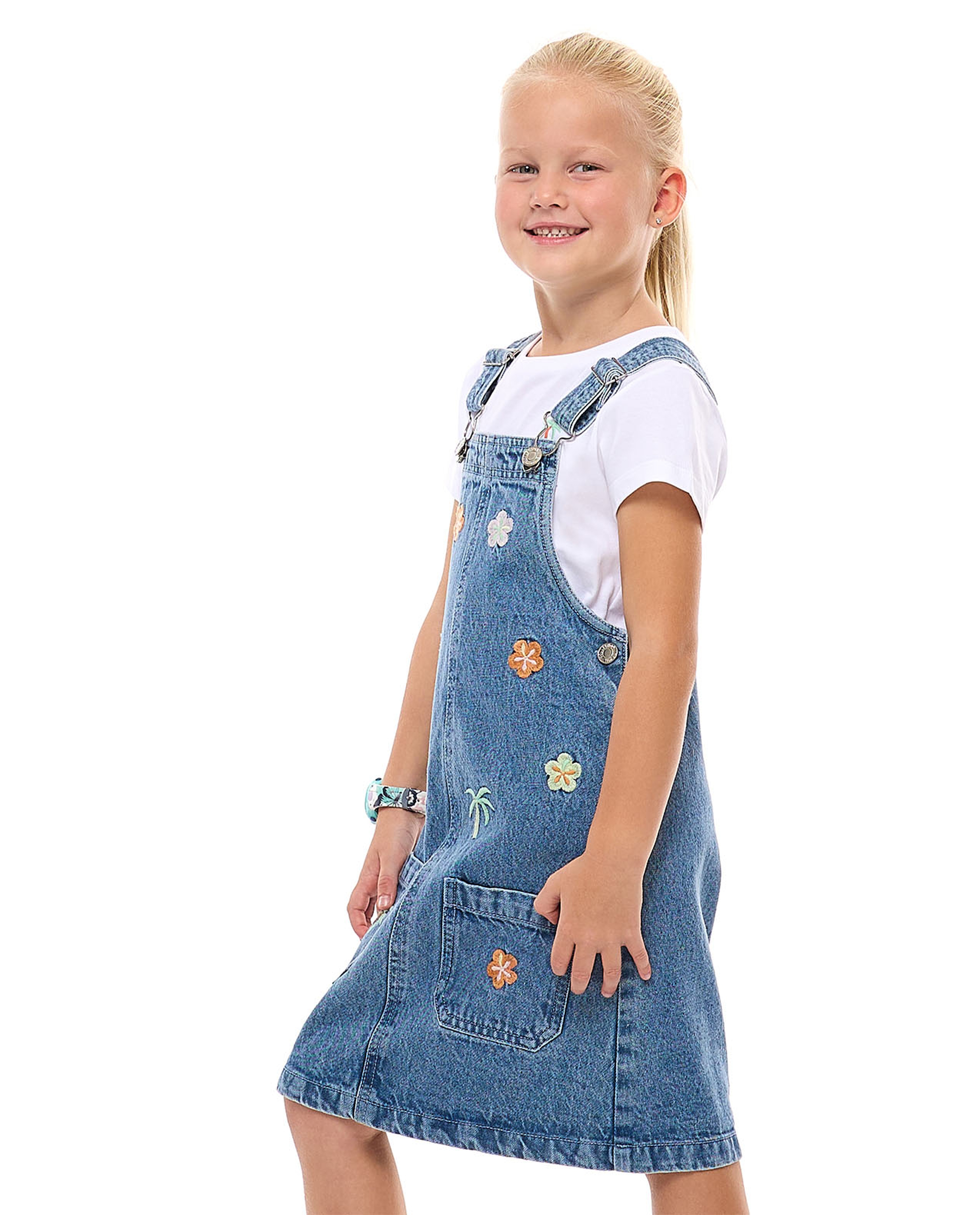 Embroidered Dungaree Dress