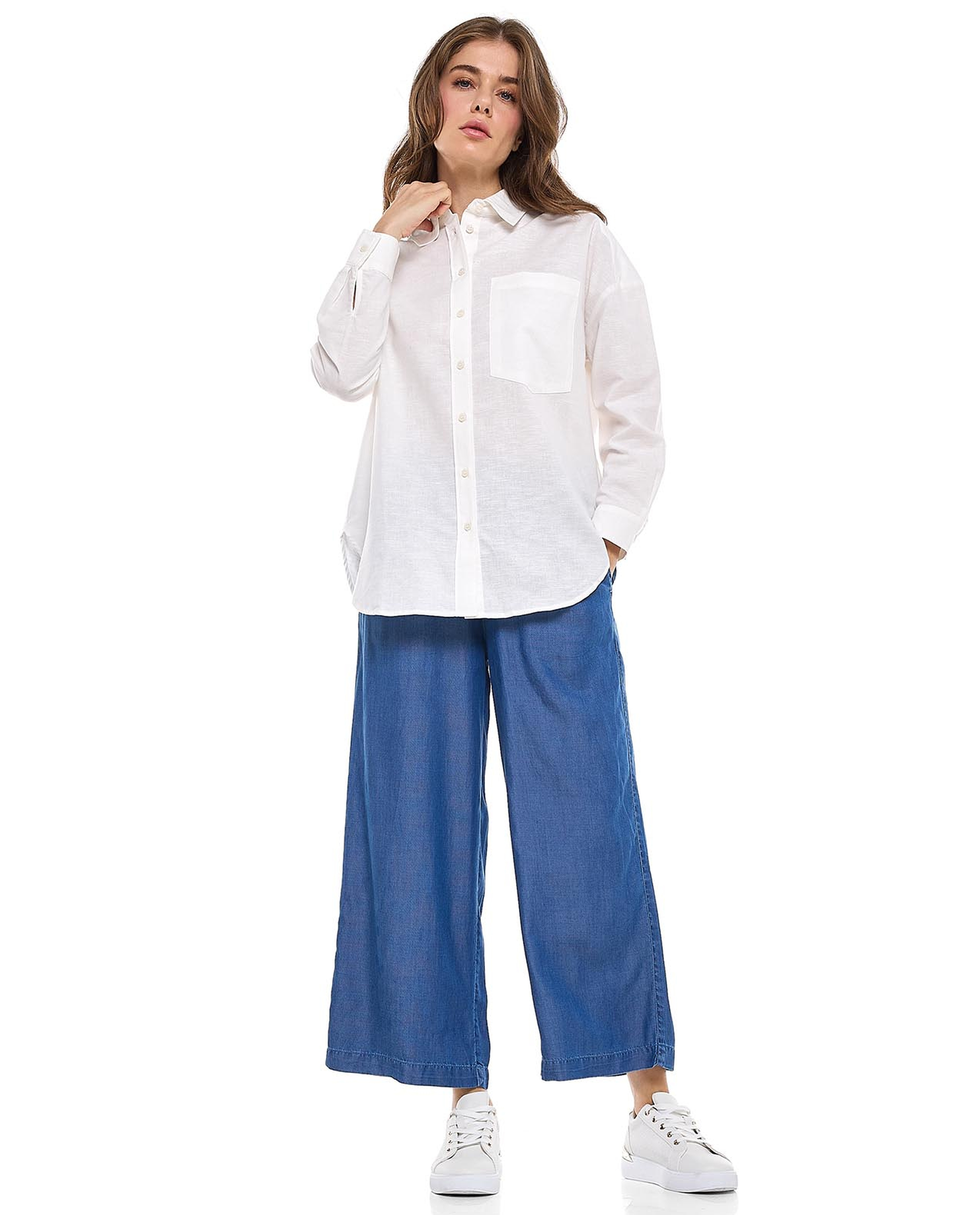 Pocket Detail Shirt with Classic Collar and Long Sleeves