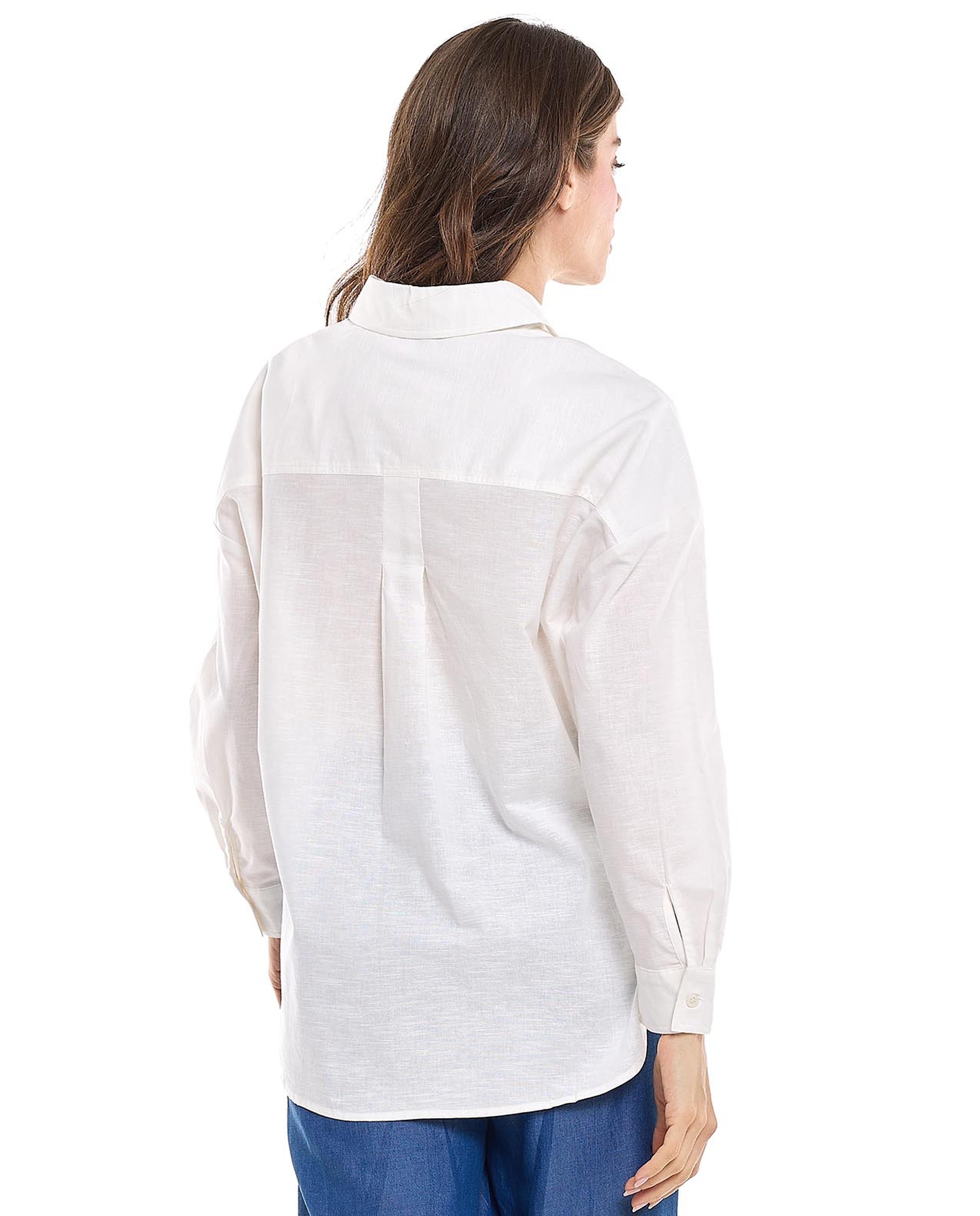 Pocket Detail Shirt with Classic Collar and Long Sleeves