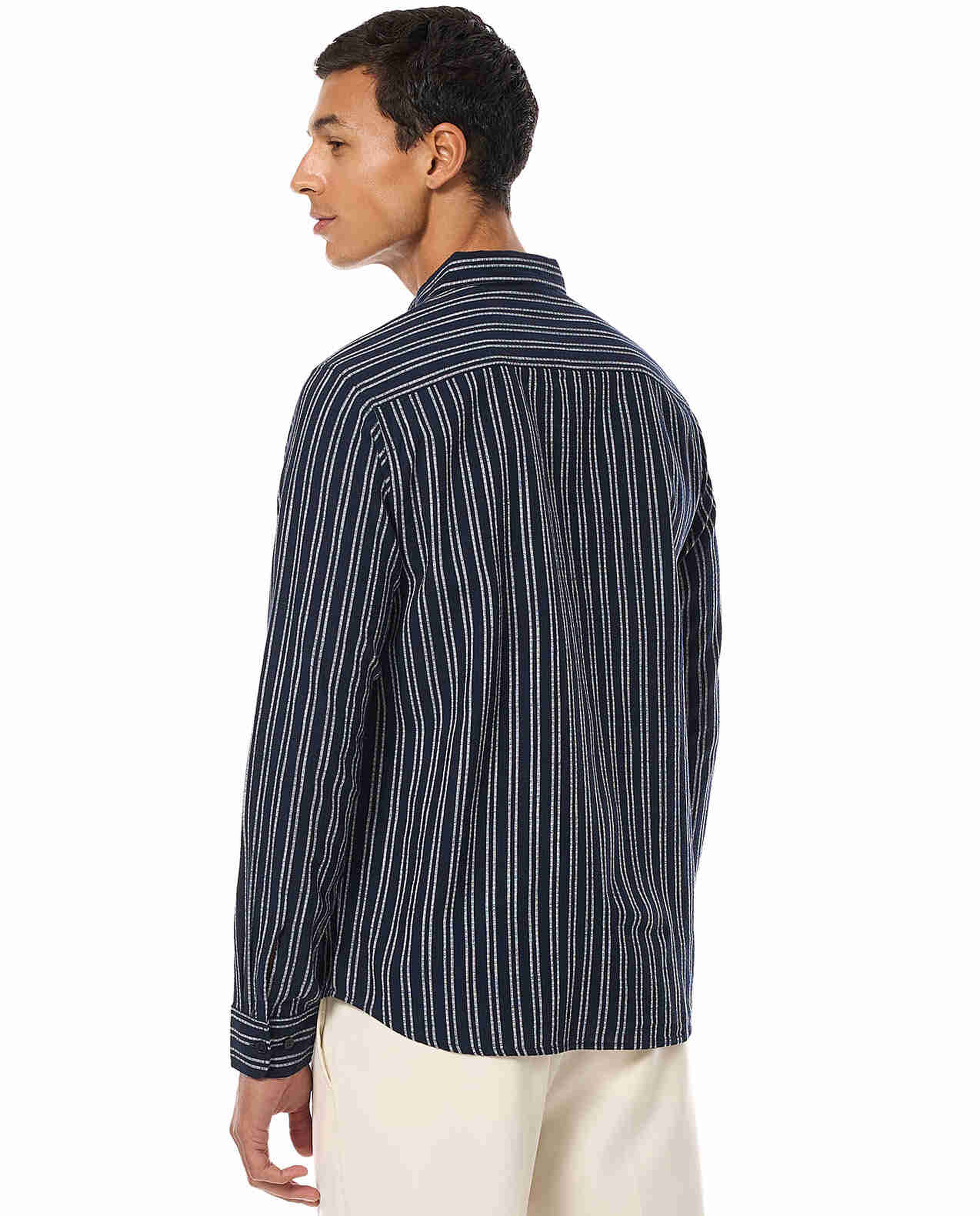 Striped Shirt with Classic Collar and Long Sleeves