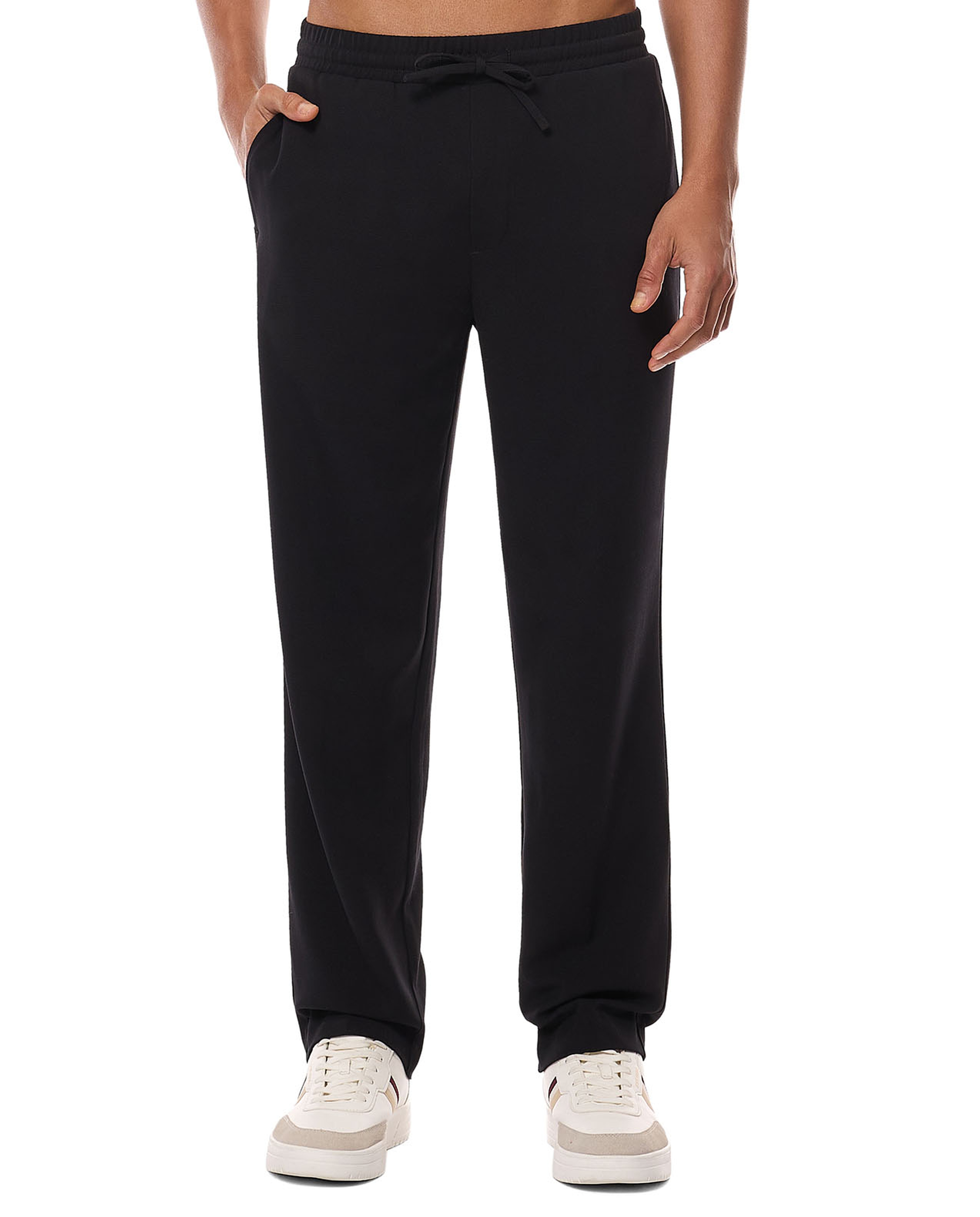 Solid Tapered Fit Trousers with Drawstring Waist