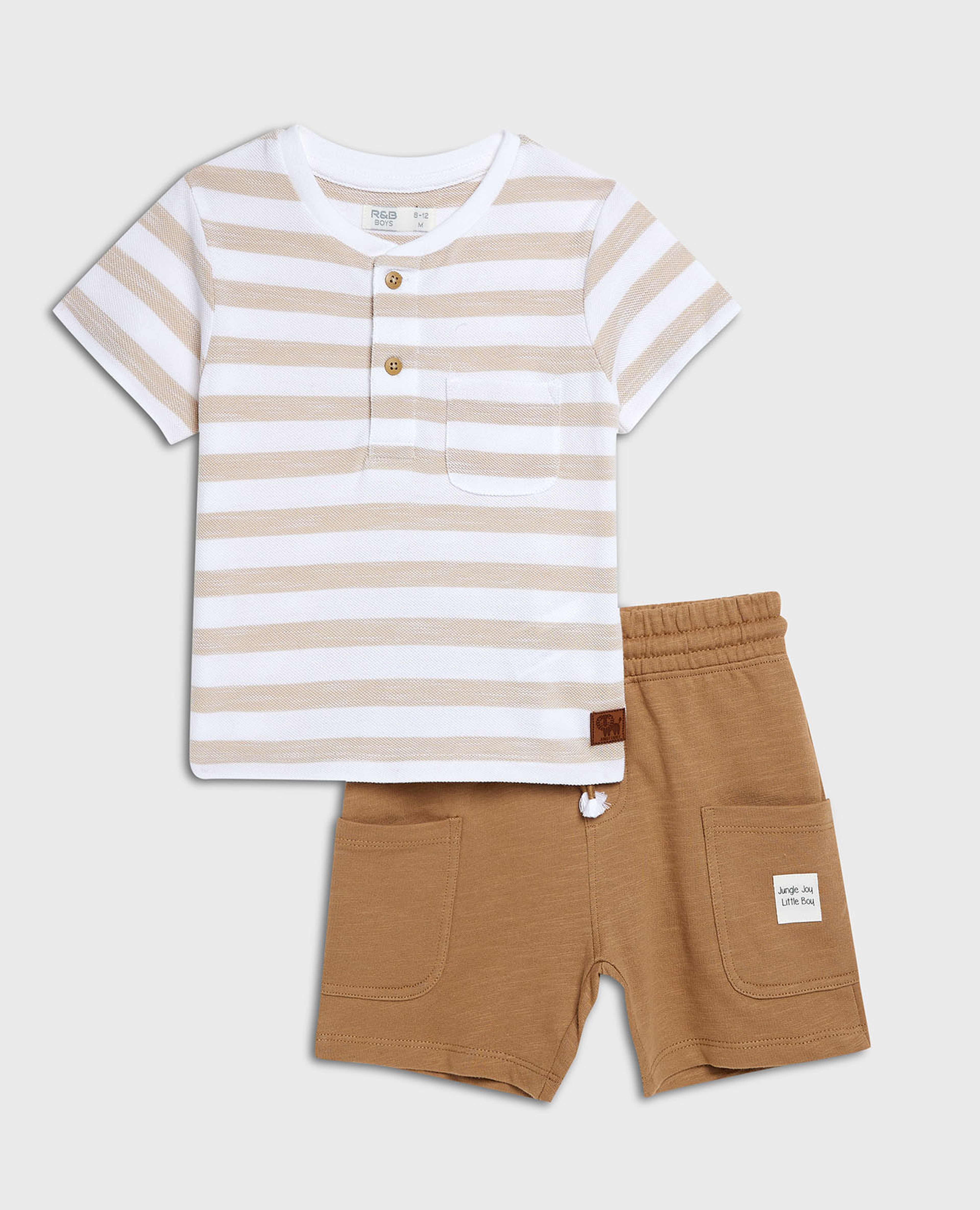 طقم تيشيرت وشورت مخطط