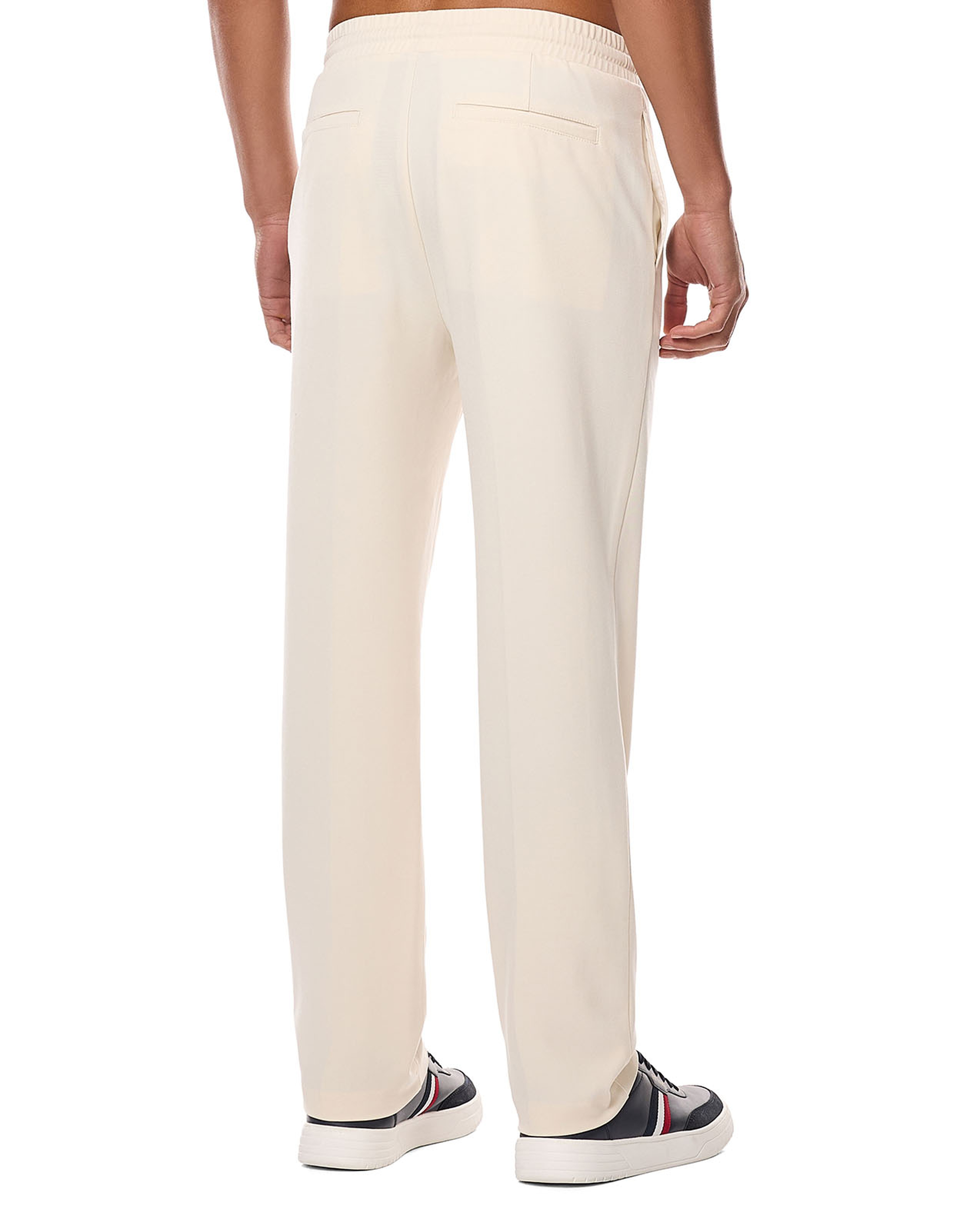Solid Tapered Fit Trousers with Drawstring Waist