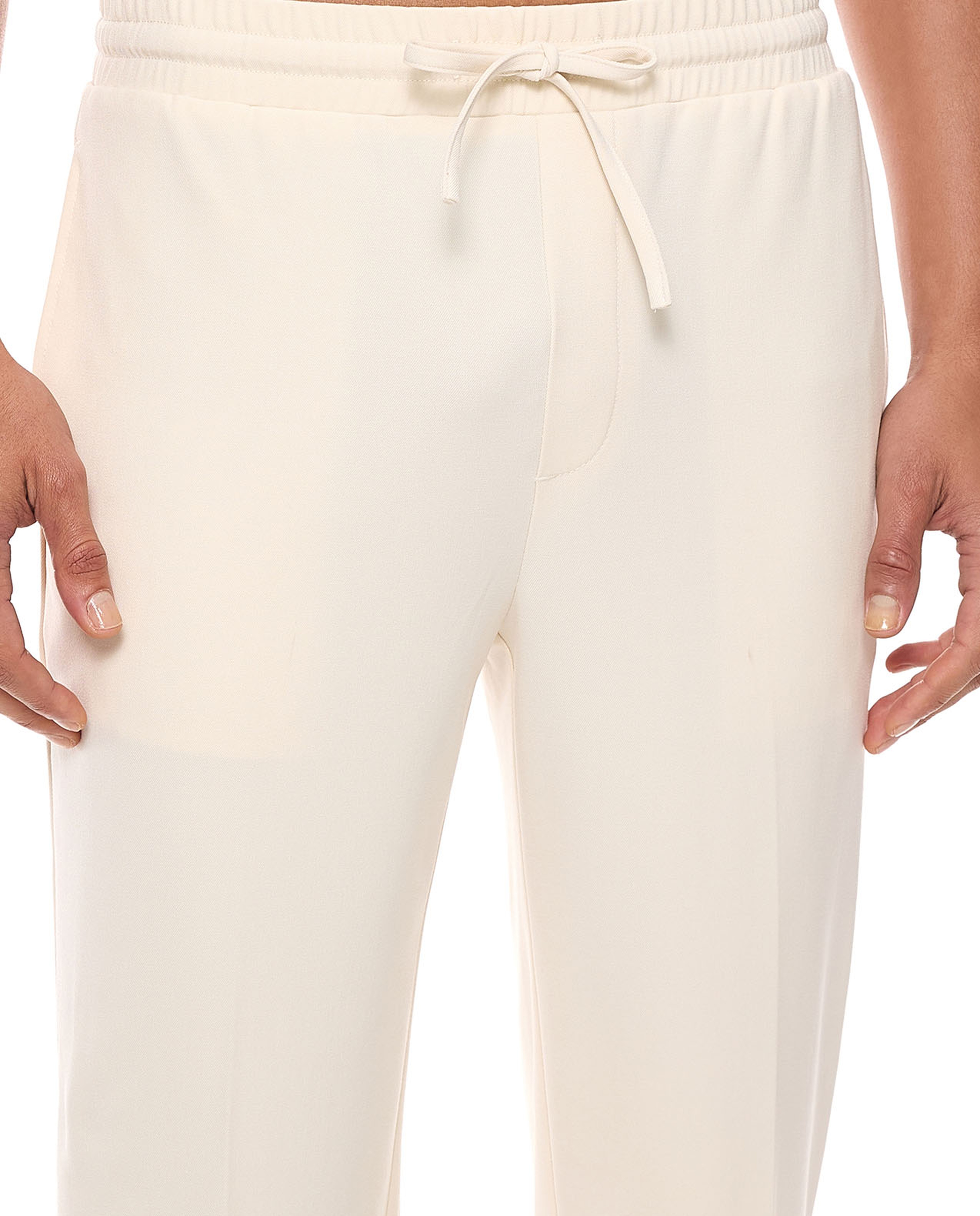 Solid Tapered Fit Trousers with Drawstring Waist