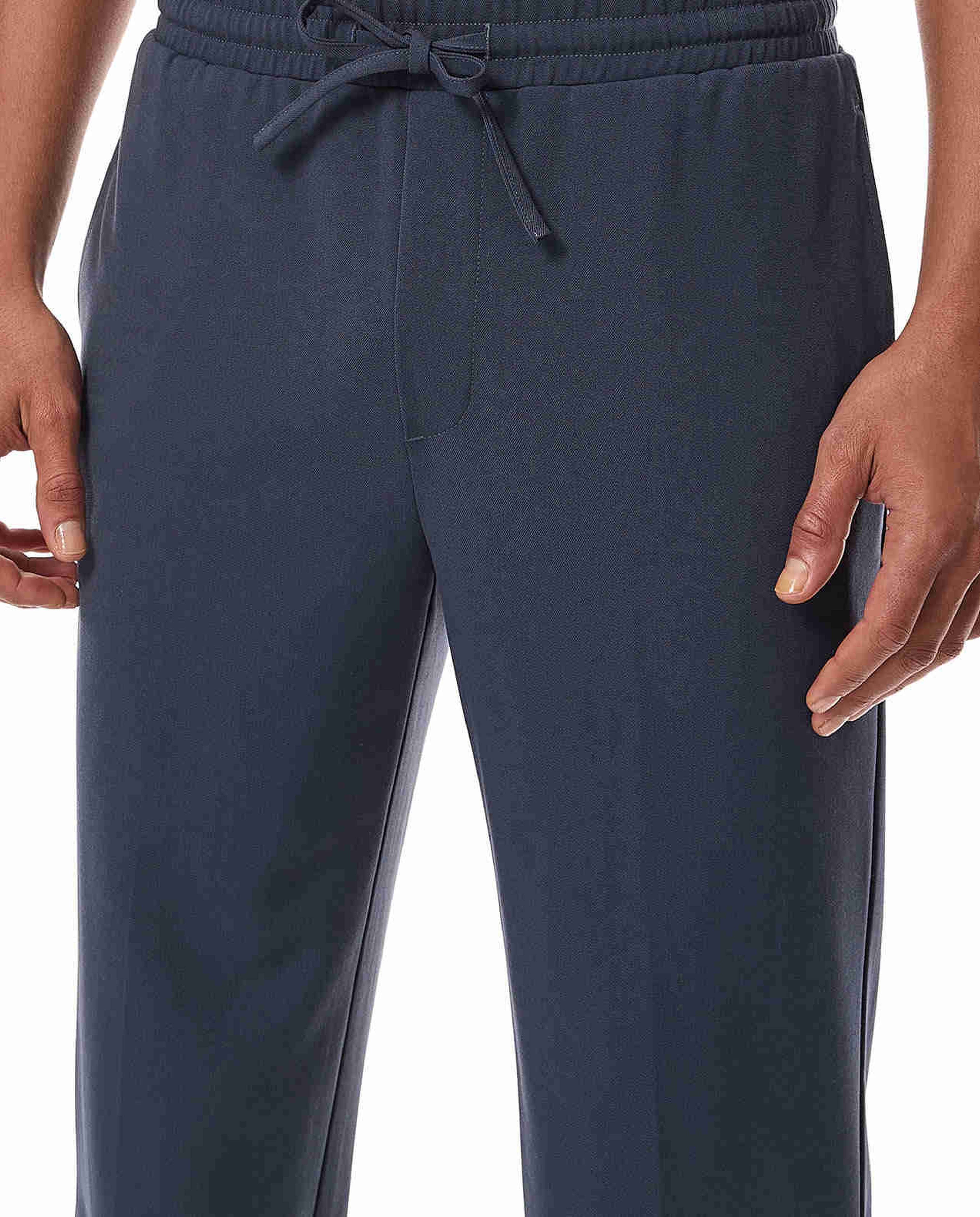 Solid Tapered Fit Trousers with Drawstring Waist