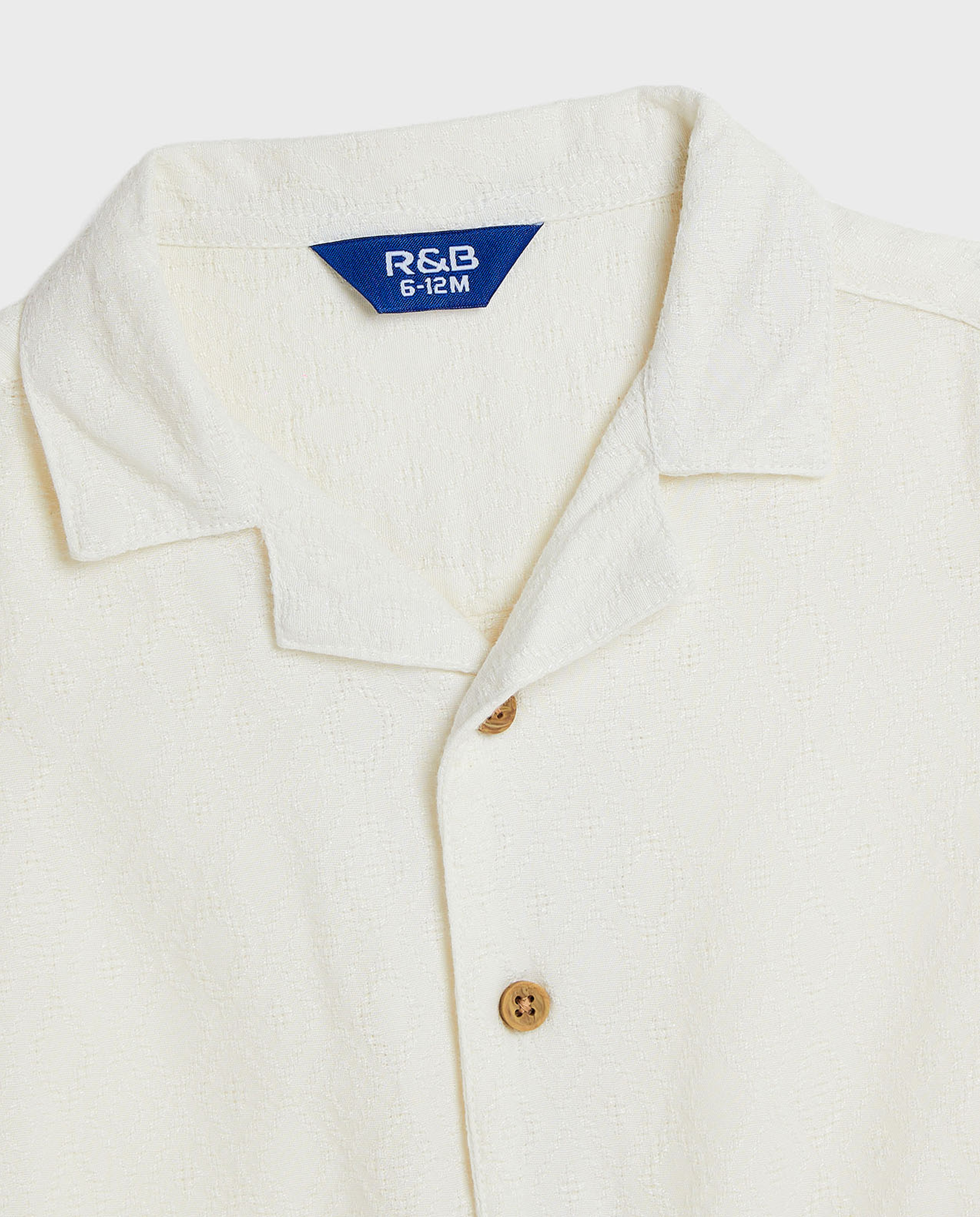 Textured Shirt with Revere Collar and Short Sleeves