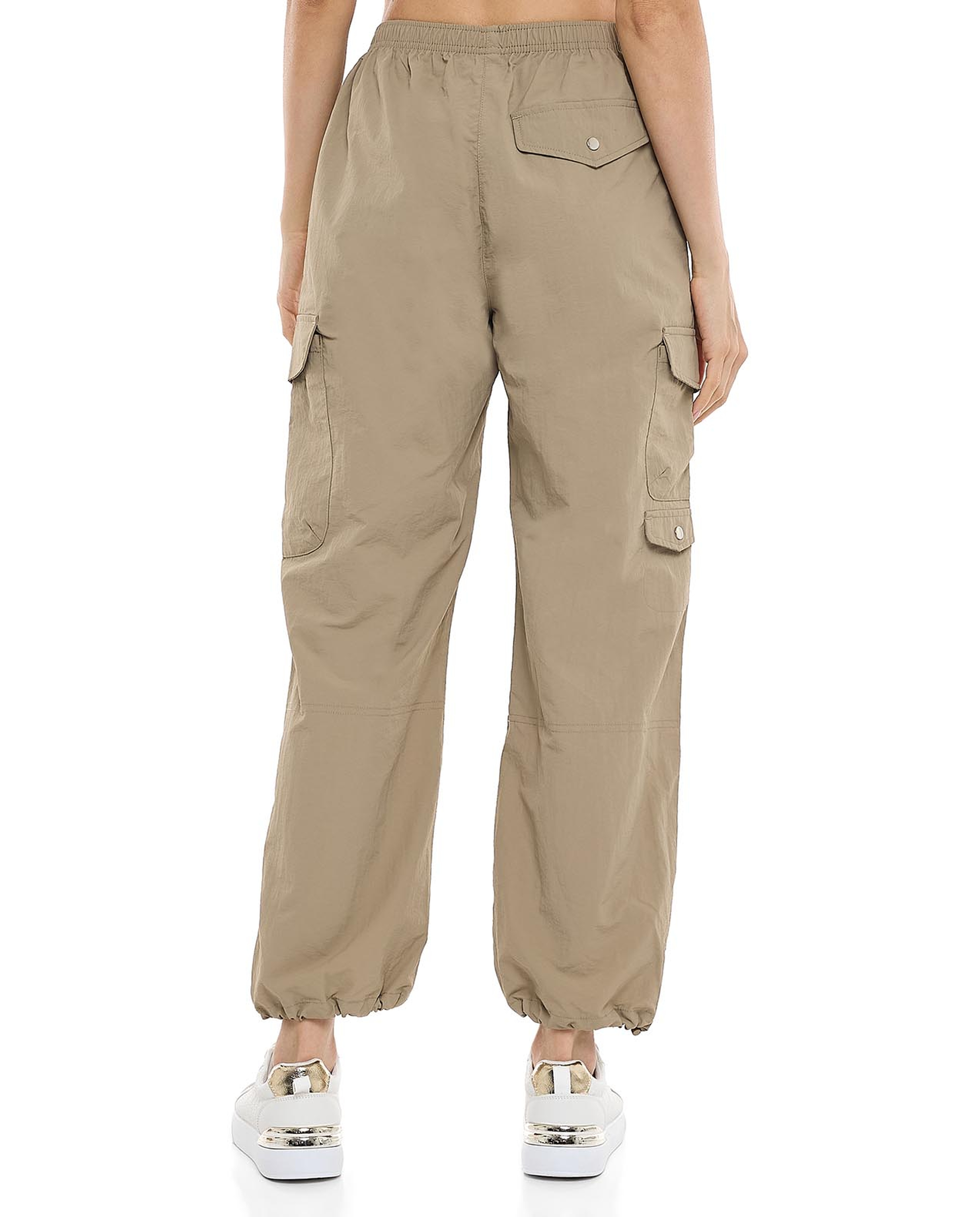 Solid Cargo Jogger Pants with Elastic Waist