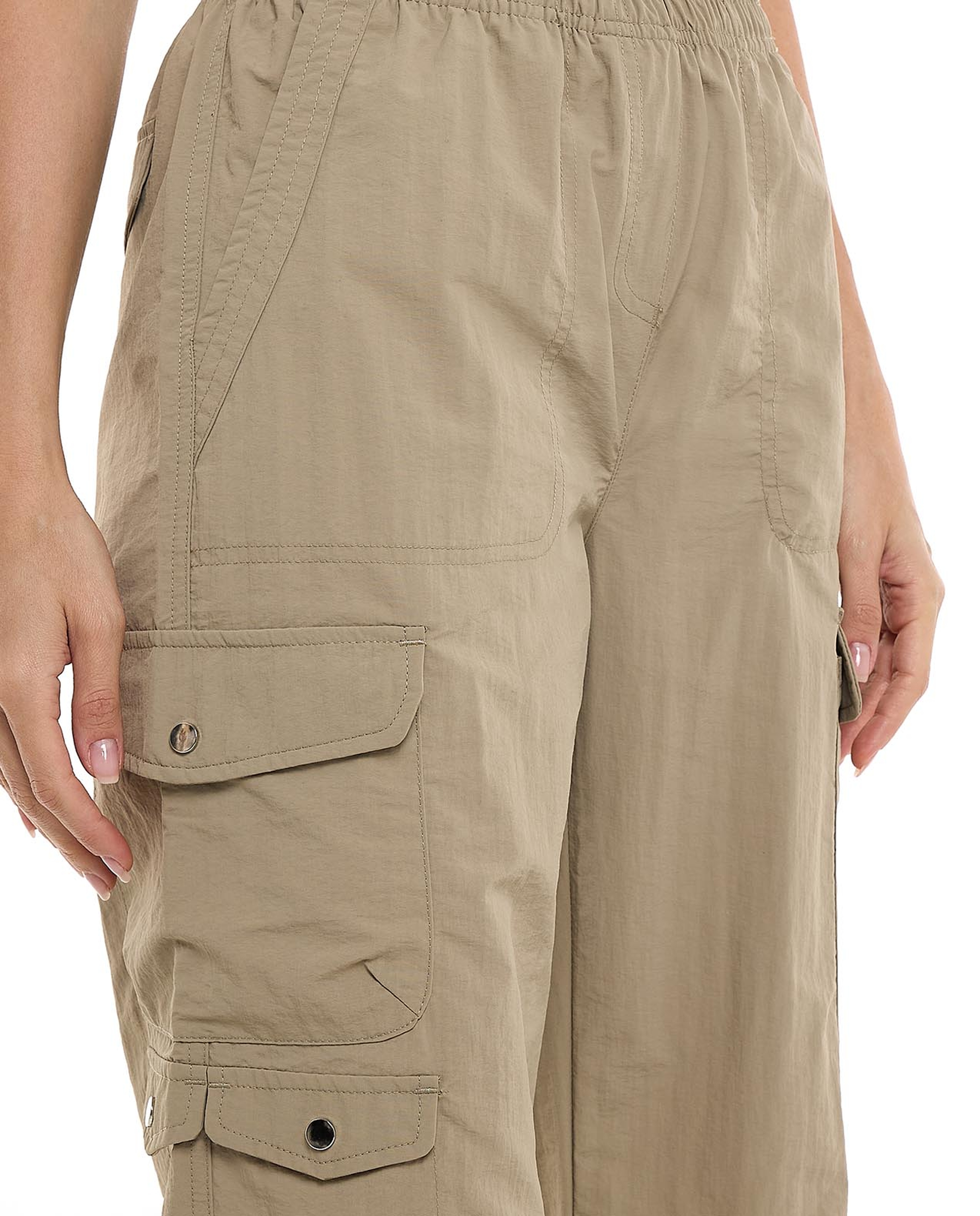 Solid Cargo Jogger Pants with Elastic Waist