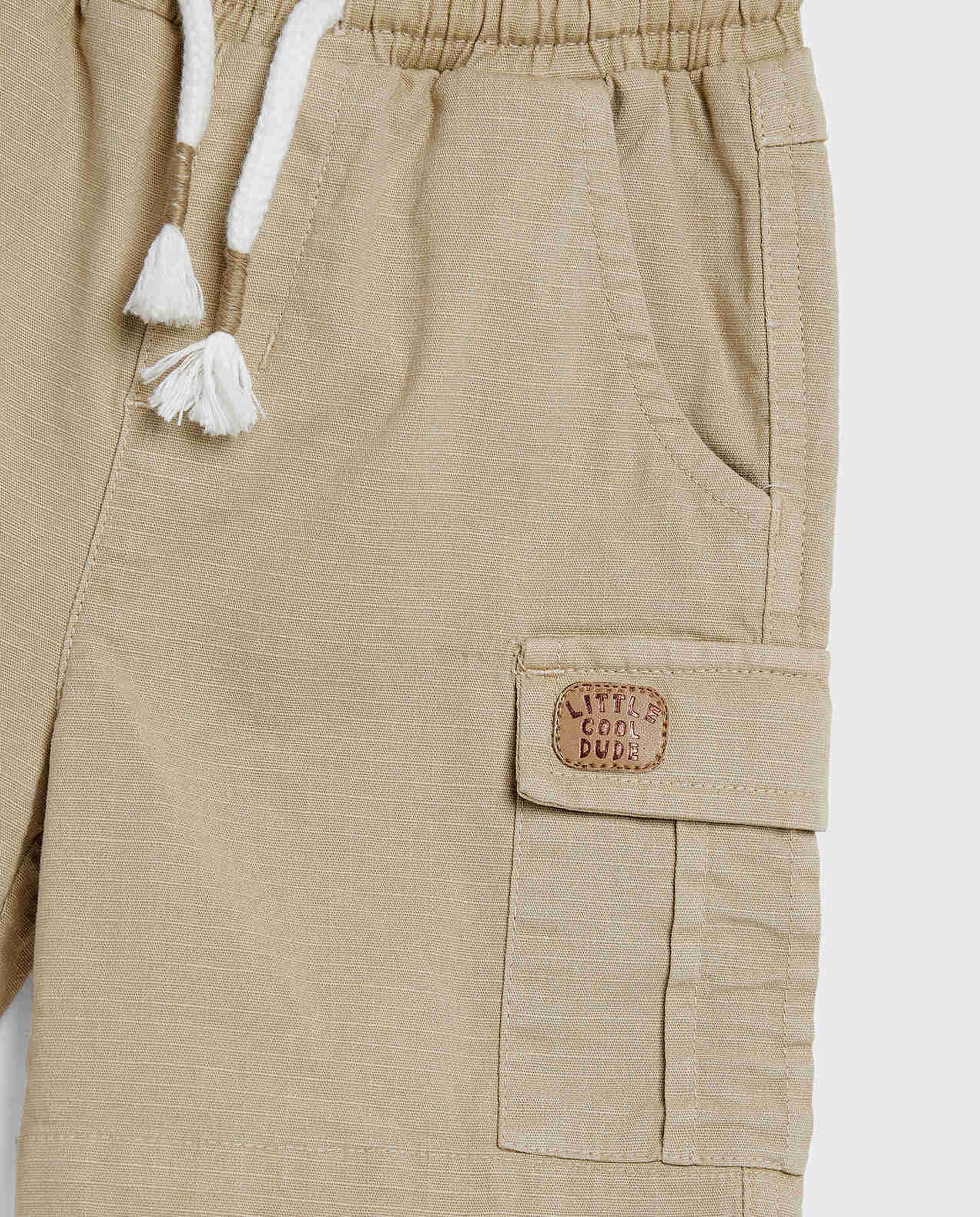 Textured Cargo Shorts with Drawstring Waist