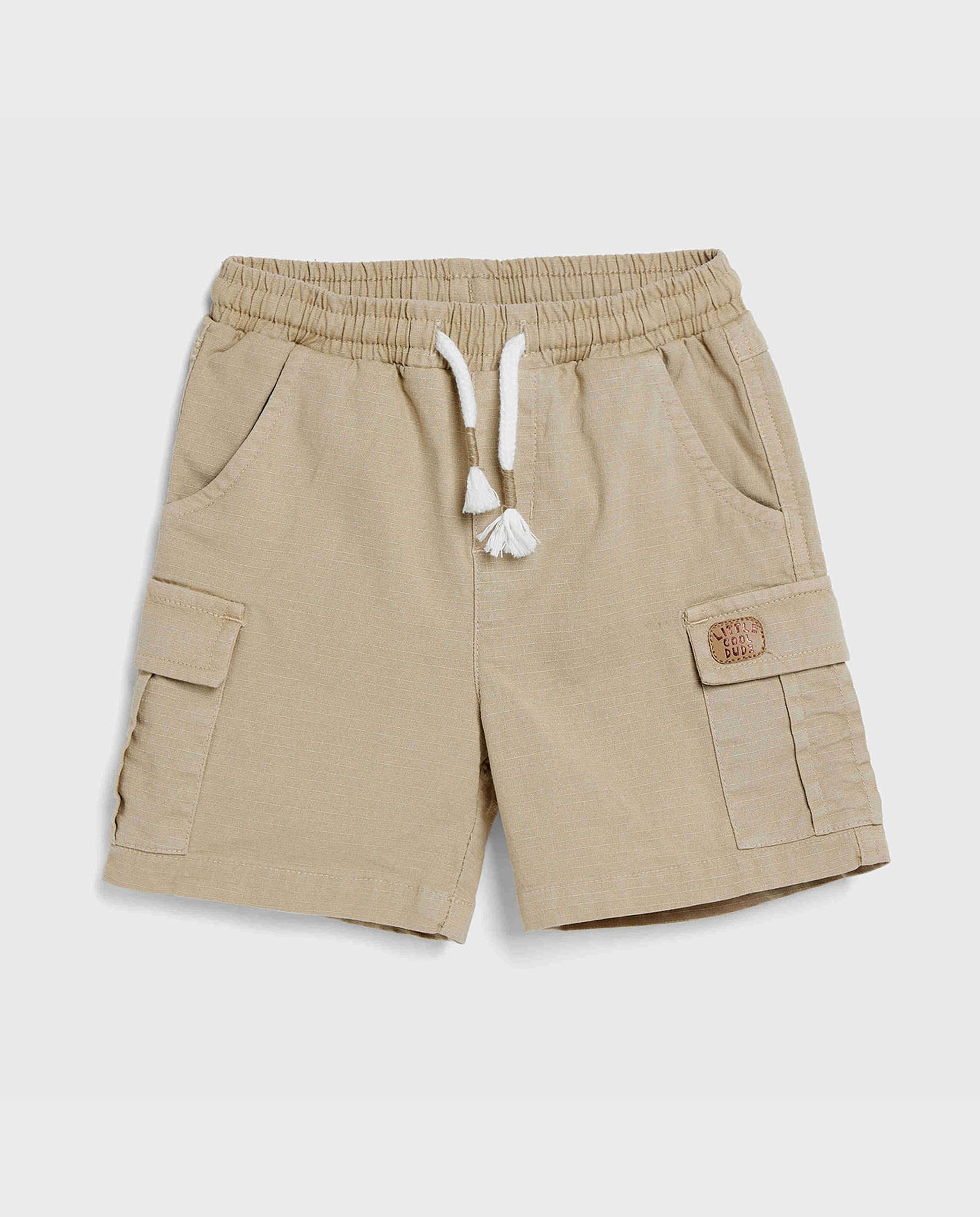 Textured Cargo Shorts with Drawstring Waist