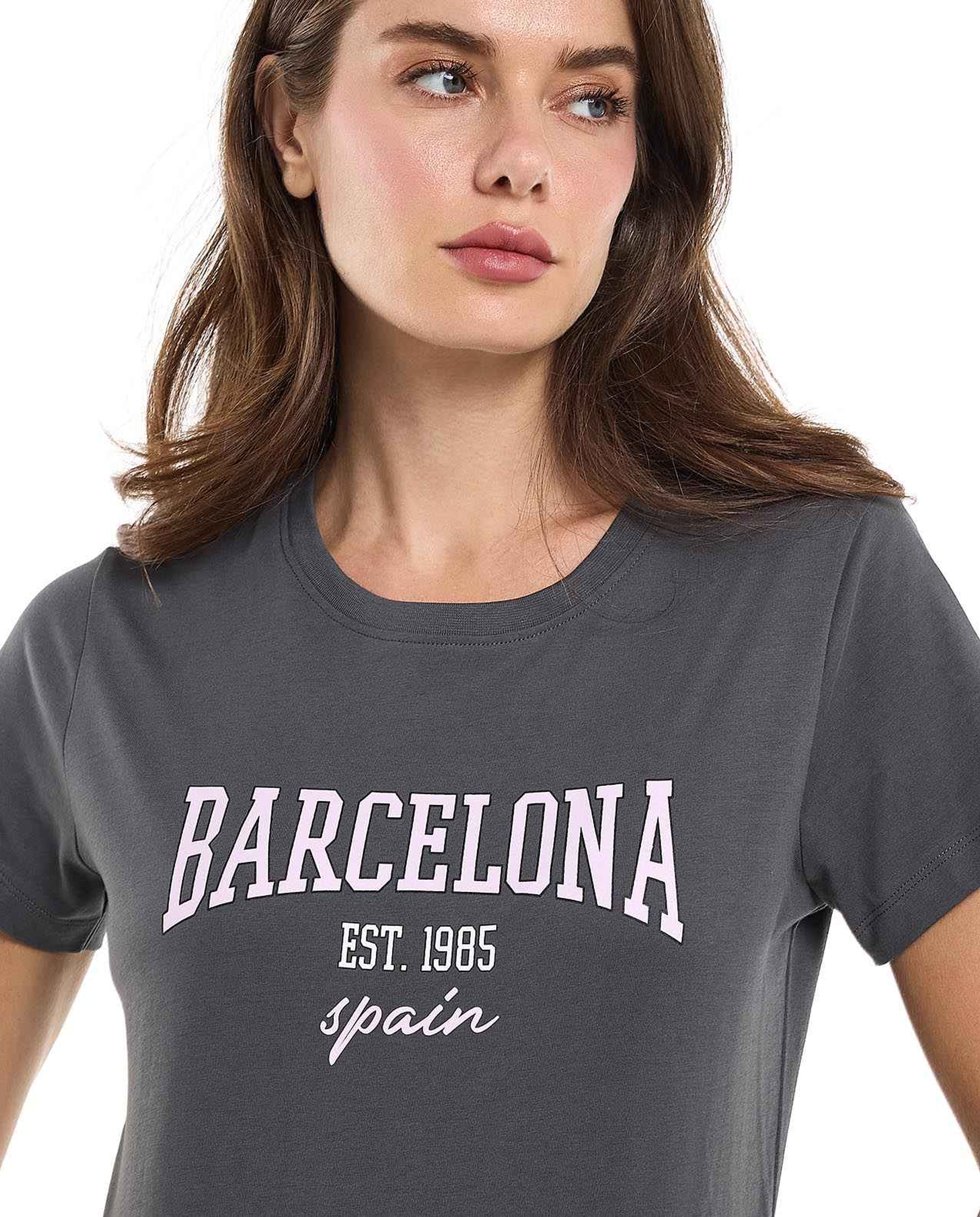 Printed T-Shirt with Crew Neck and Short Sleeves