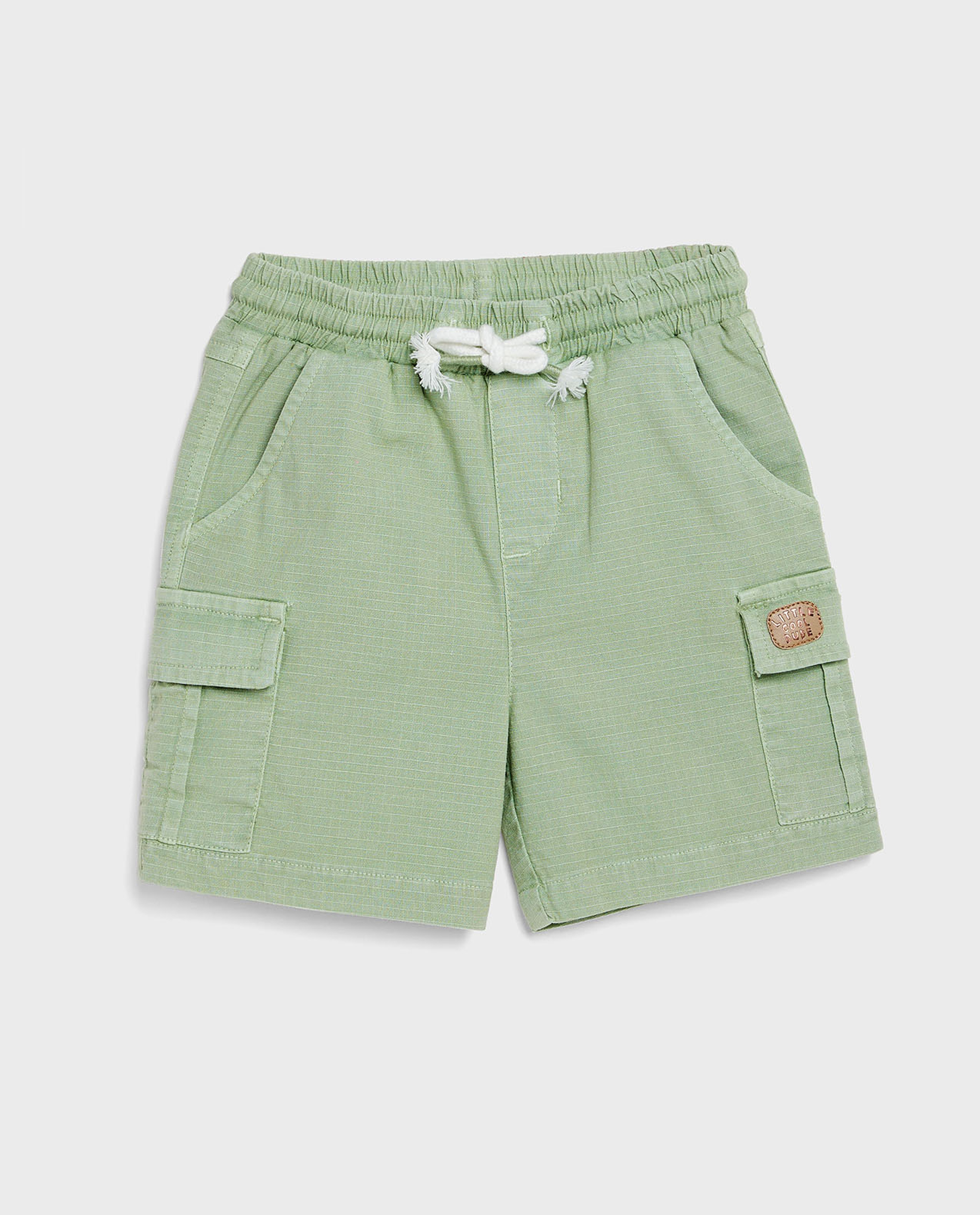 Textured Cargo Shorts with Drawstring Waist