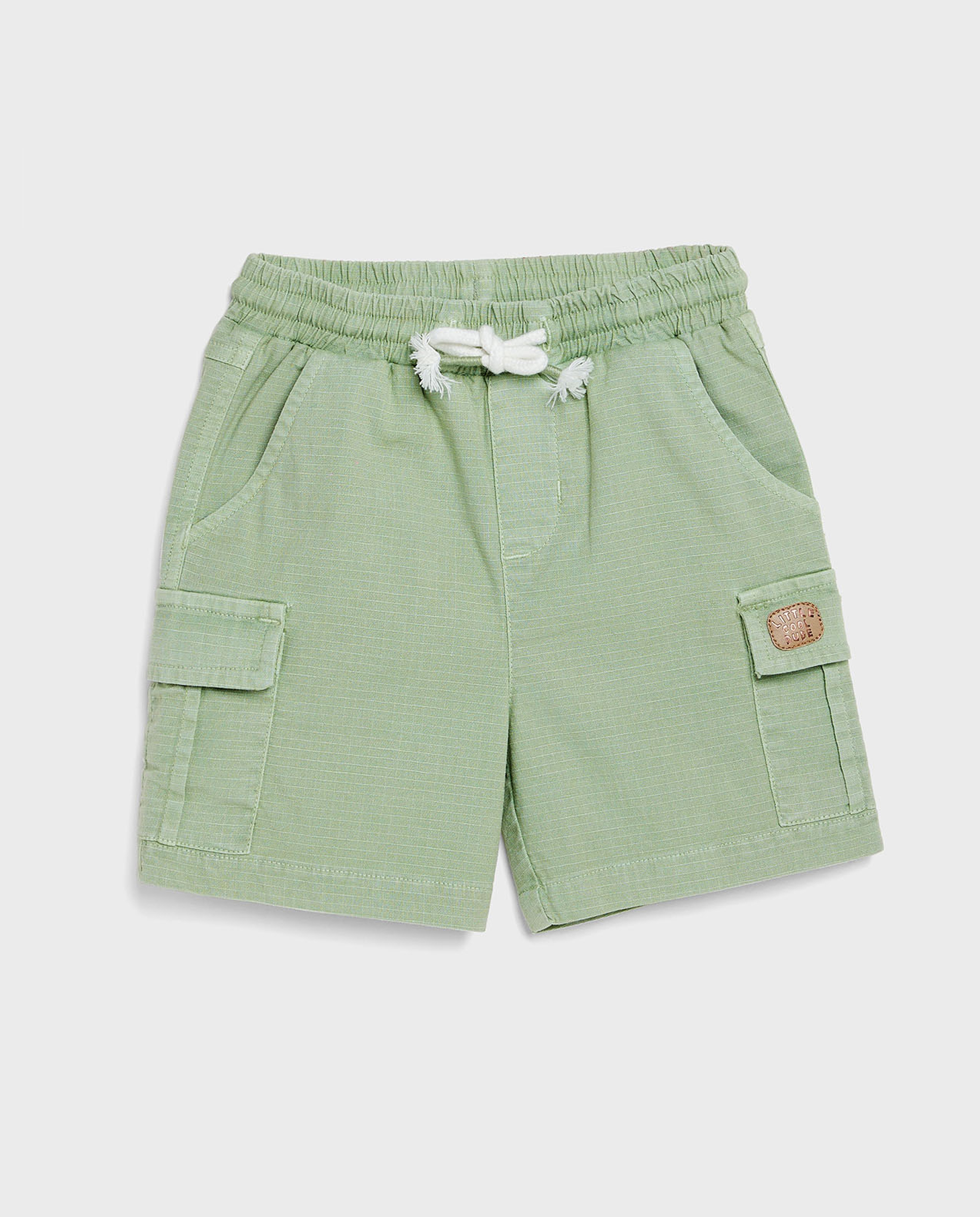 Textured Cargo Shorts with Drawstring Waist