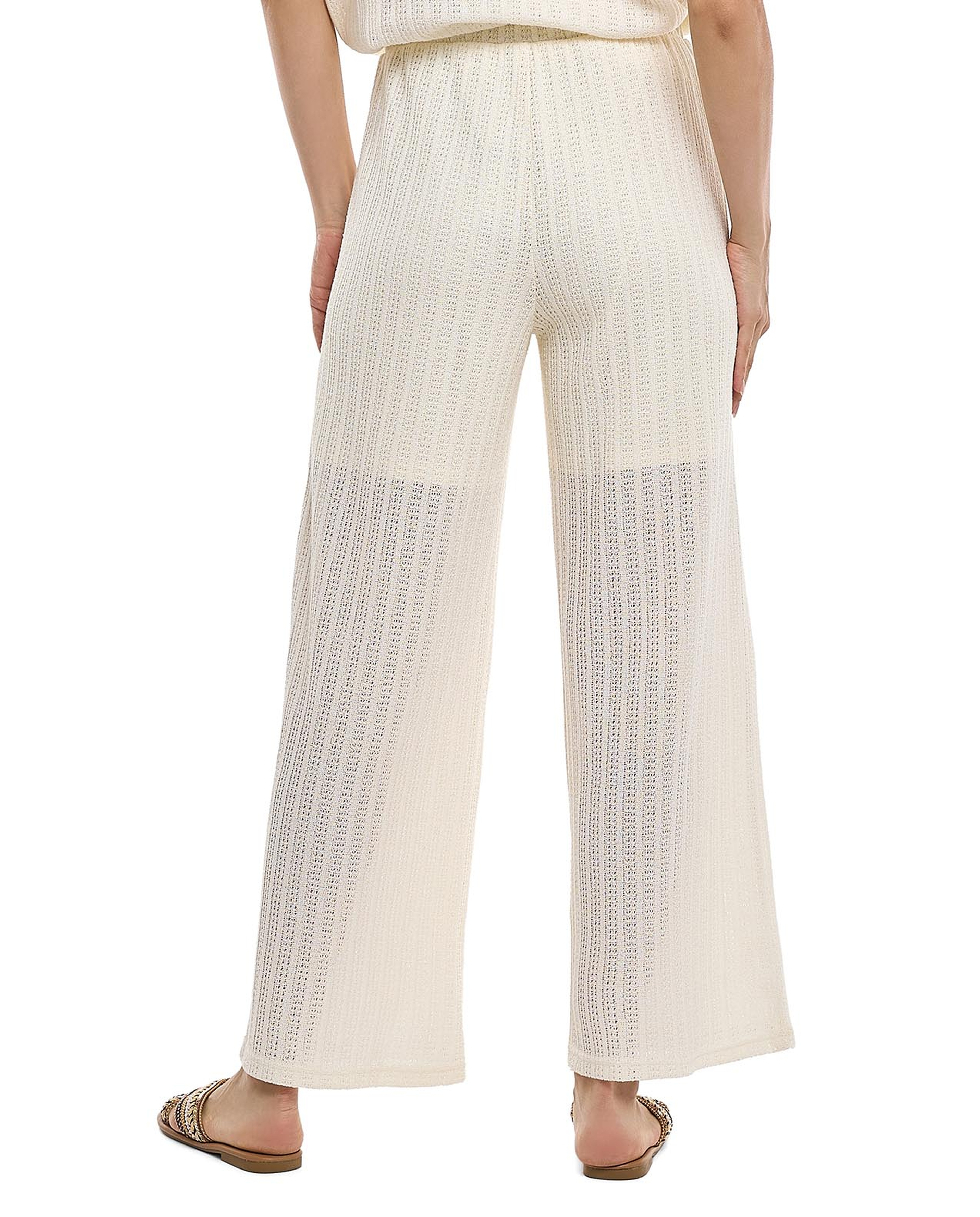 Openwork Wide Leg Pants with Elastic Waist