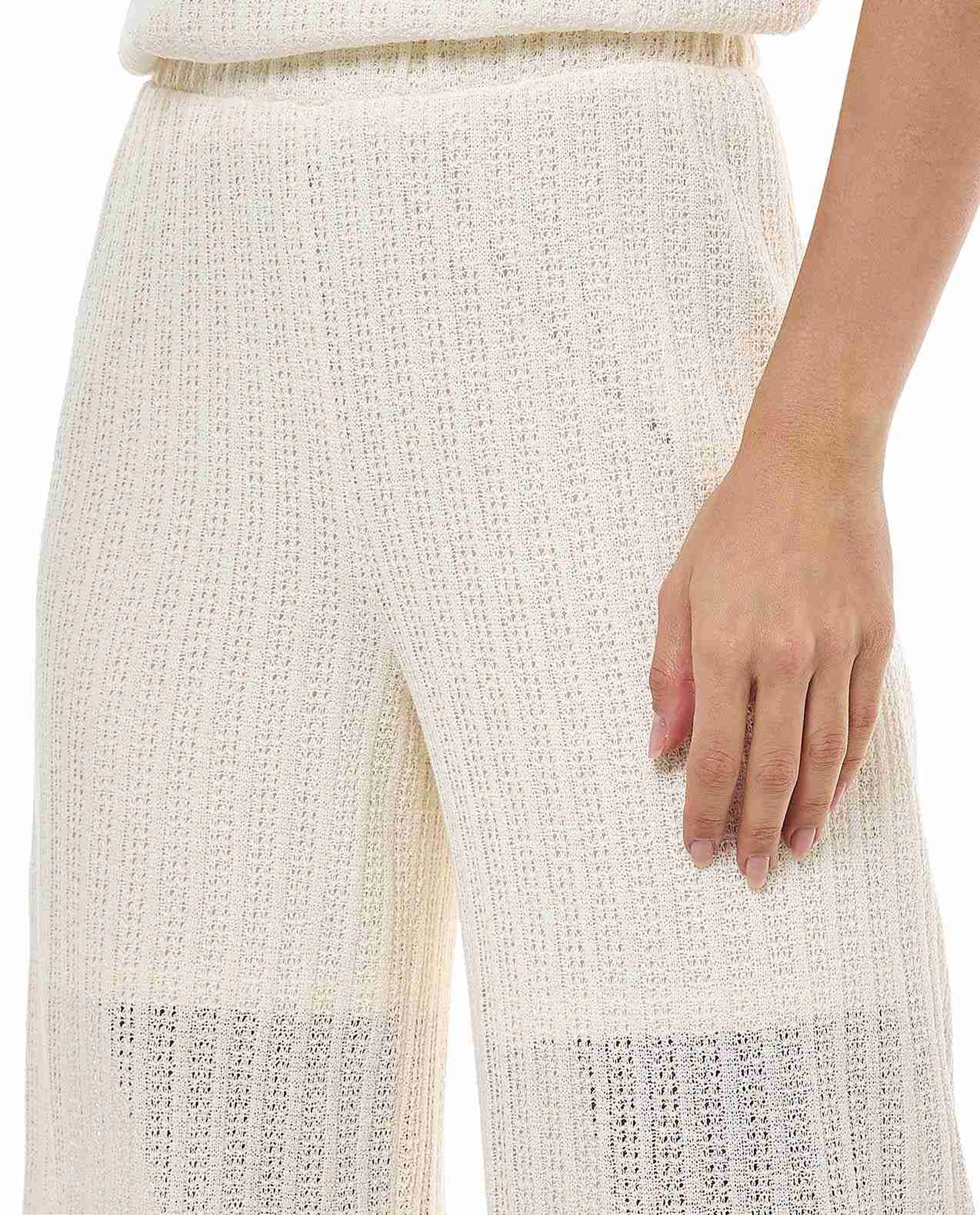 Openwork Wide Leg Pants with Elastic Waist
