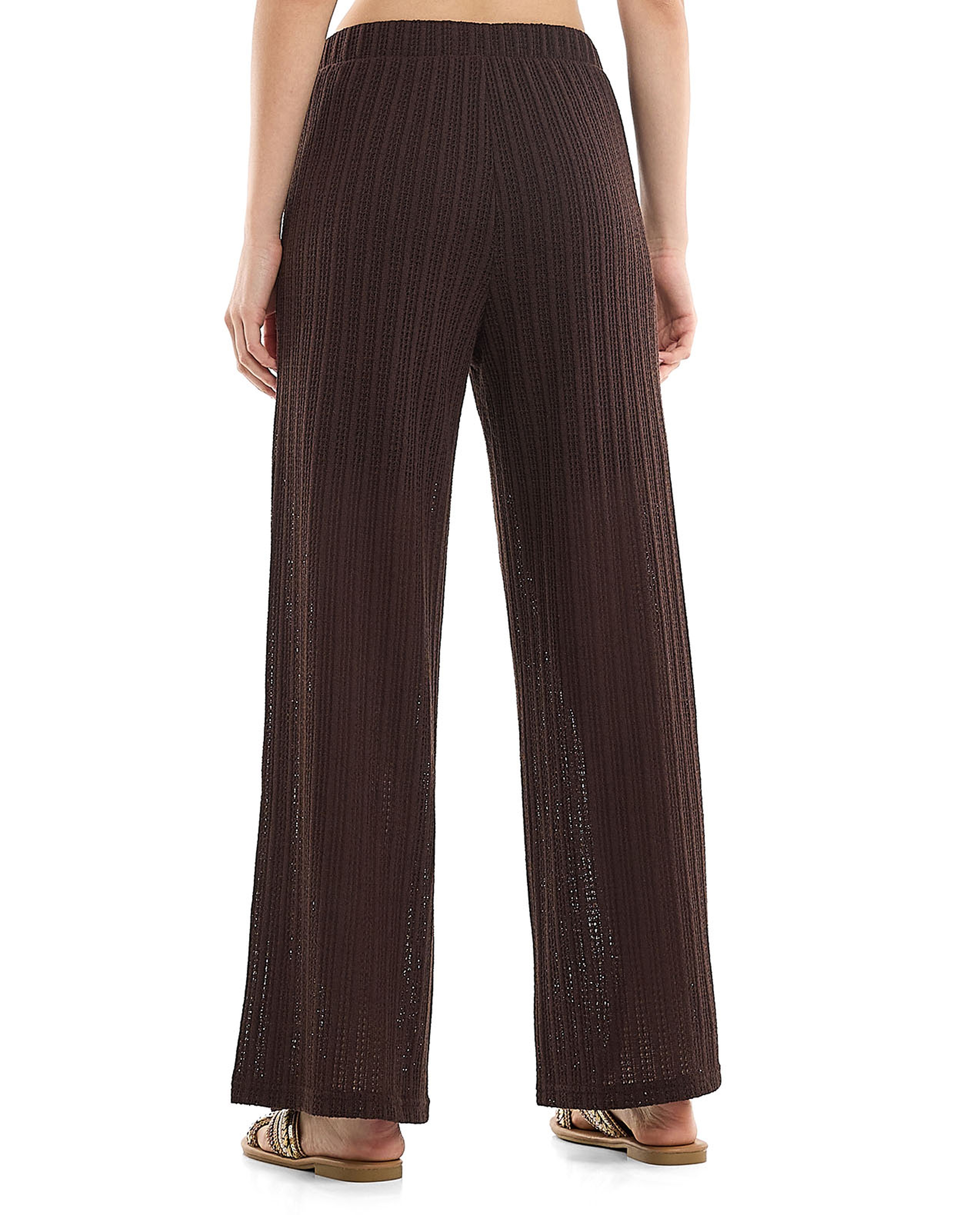 Openwork Wide Leg Pants with Elastic Waist