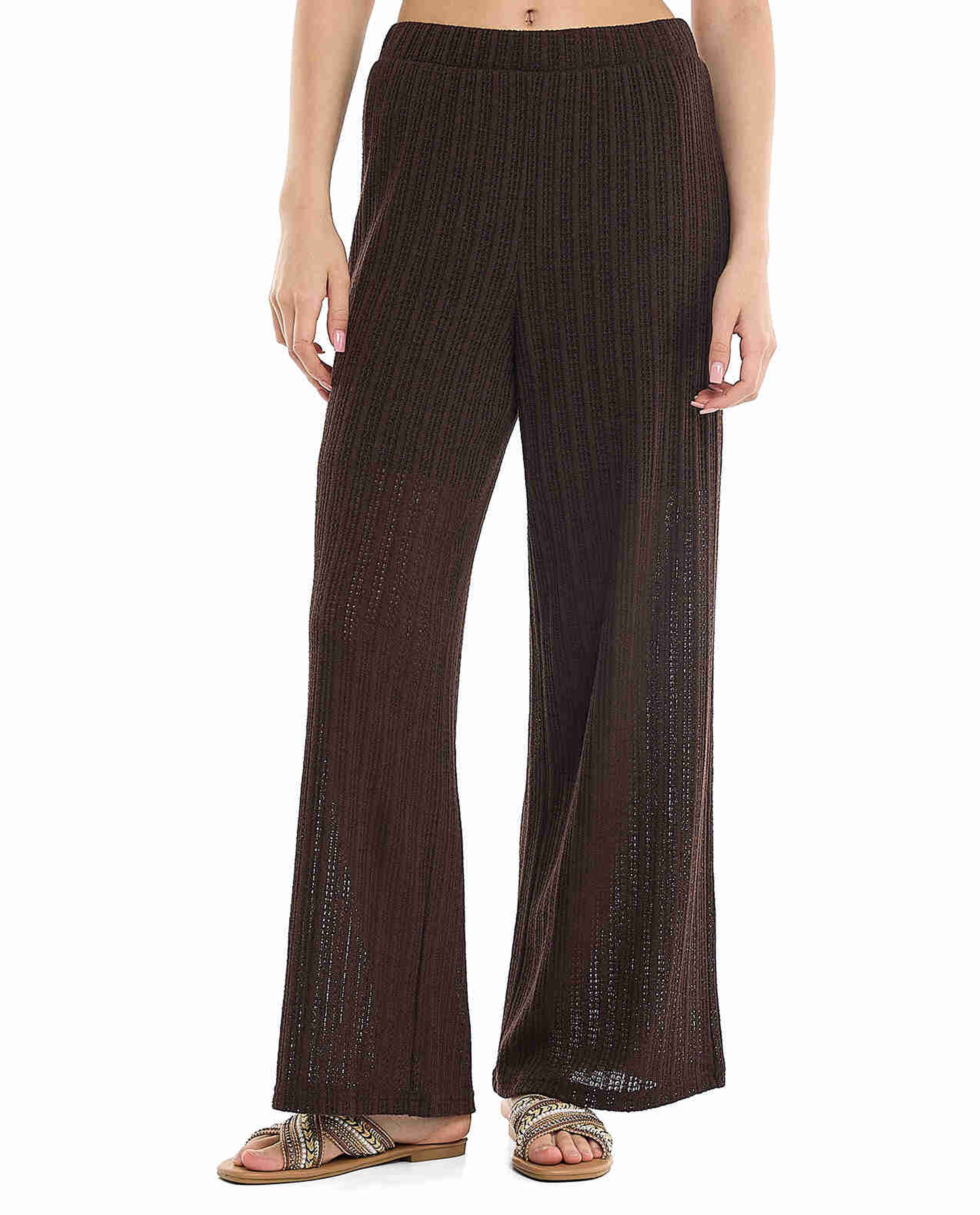 Openwork Wide Leg Pants with Elastic Waist