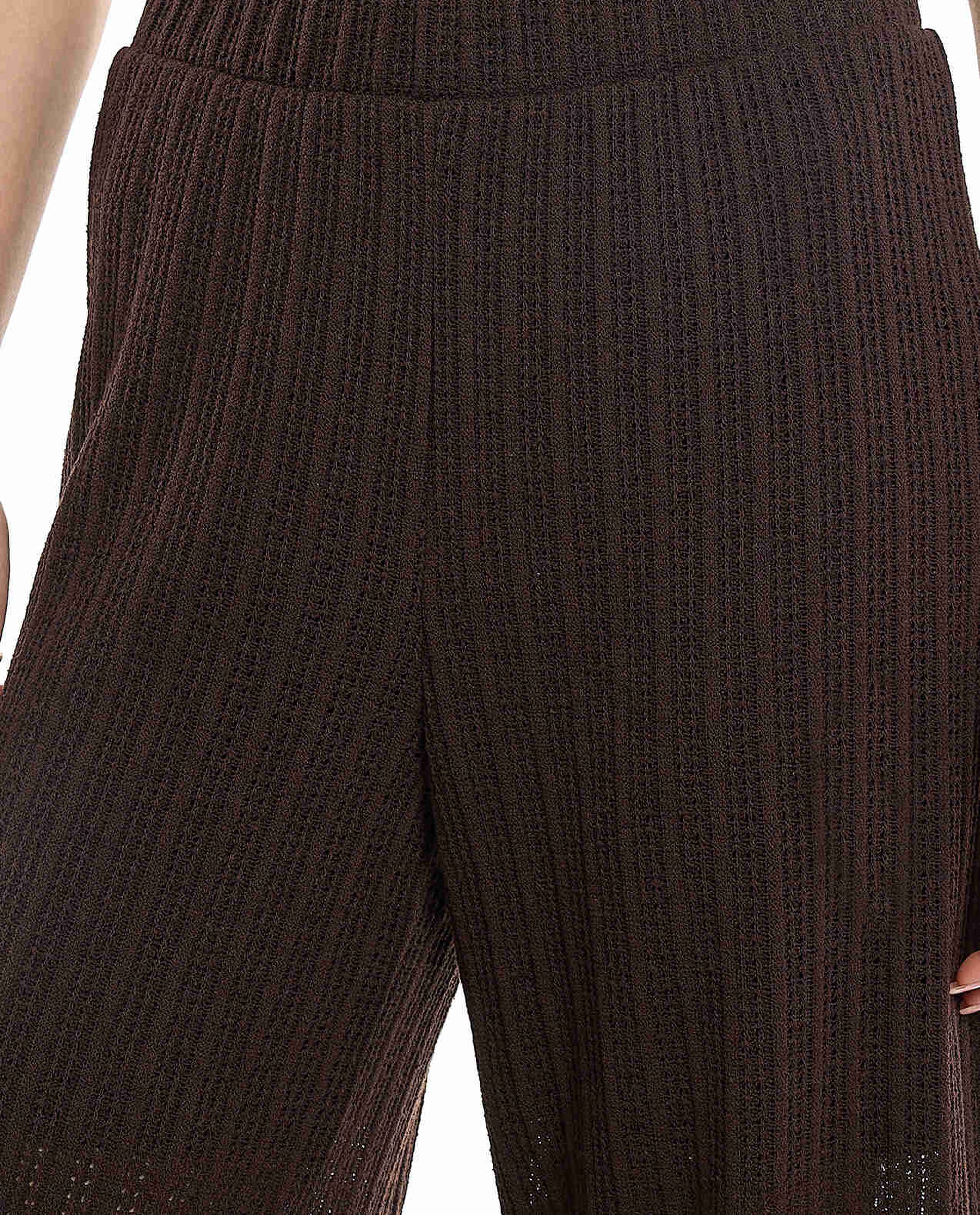 Openwork Wide Leg Pants with Elastic Waist