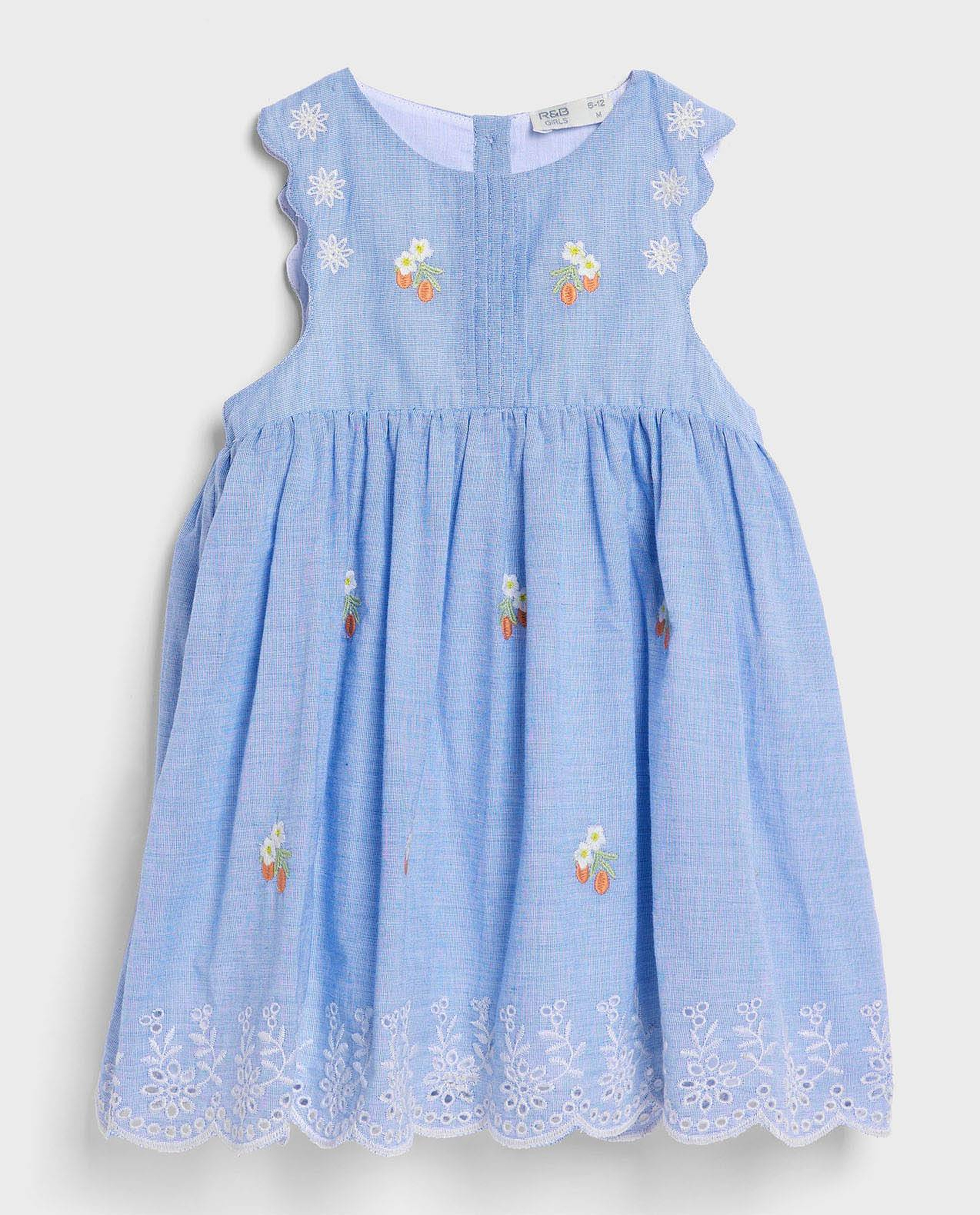 Embroidered Sleeveless Dress with Bloomers and Headband