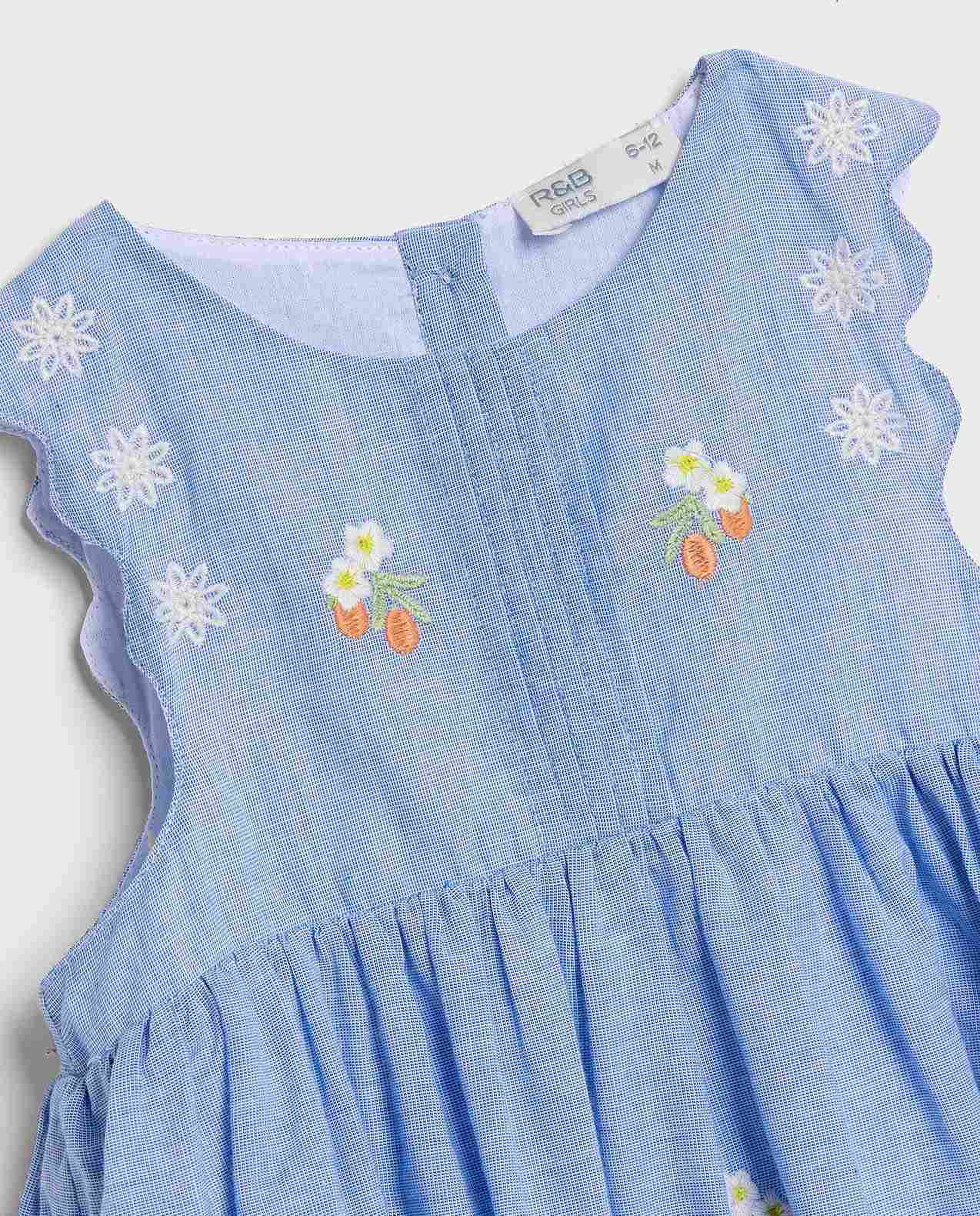 Embroidered Sleeveless Dress with Bloomers and Headband