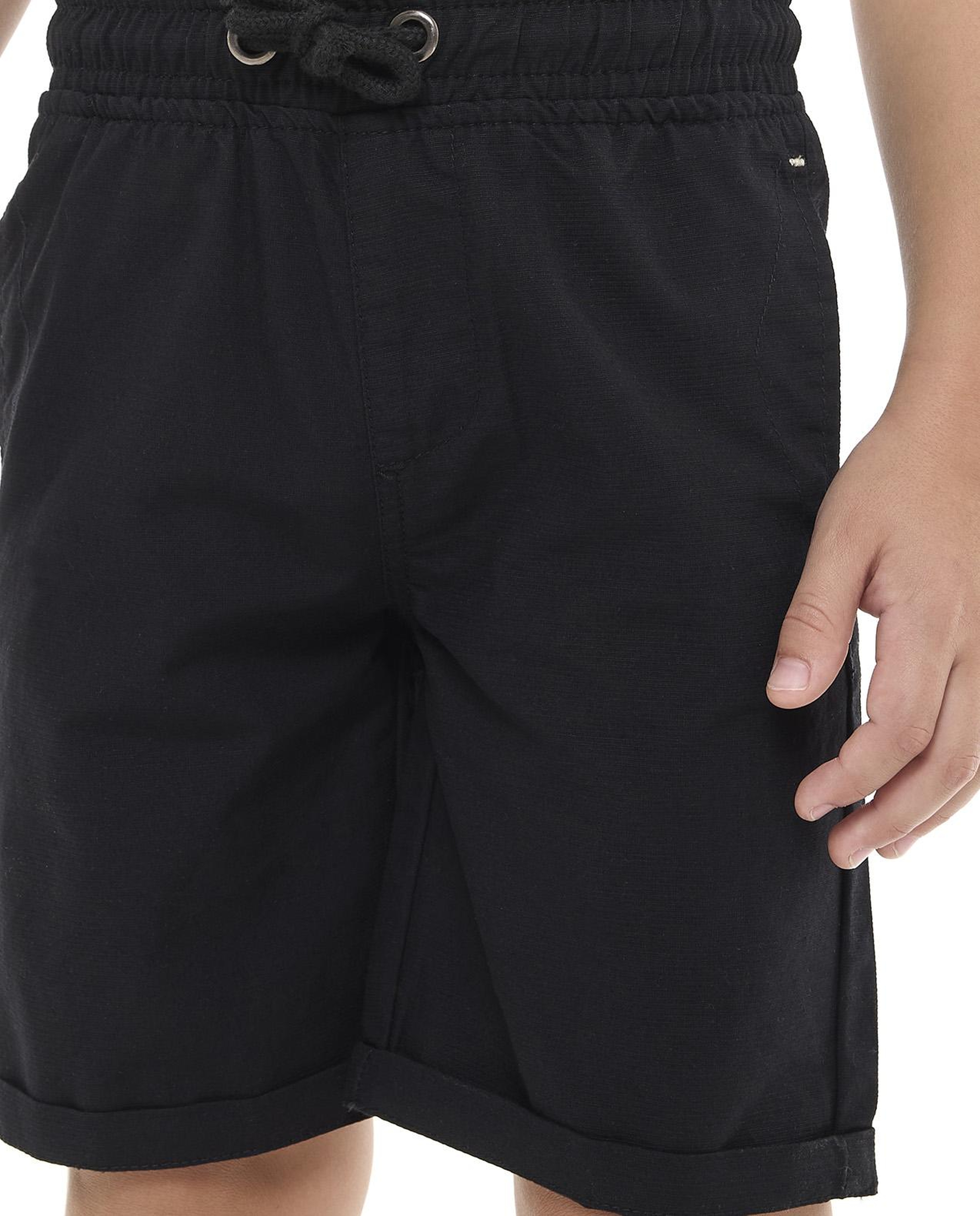 Solid Shorts with Drawstring Waist