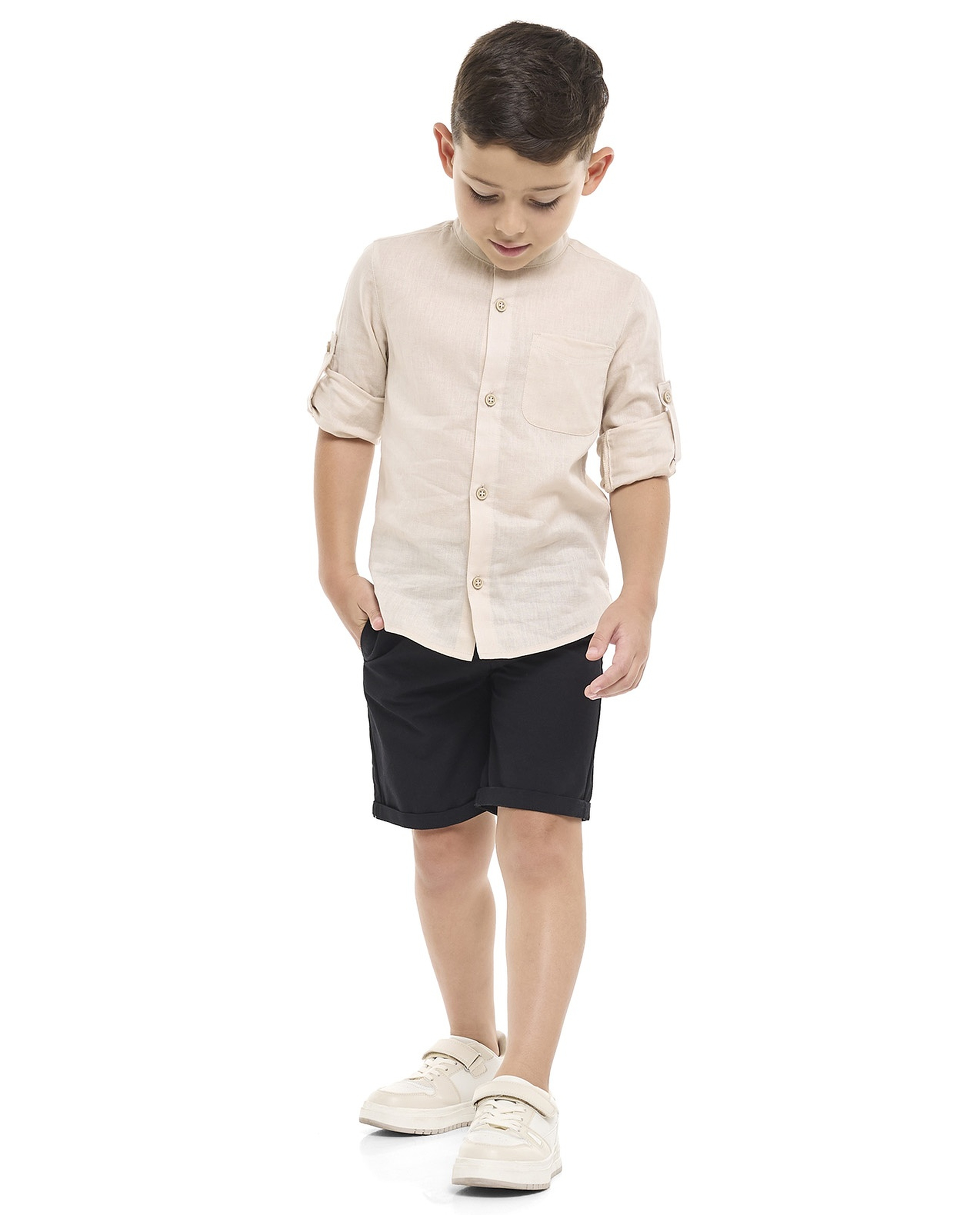 Solid Shorts with Drawstring Waist