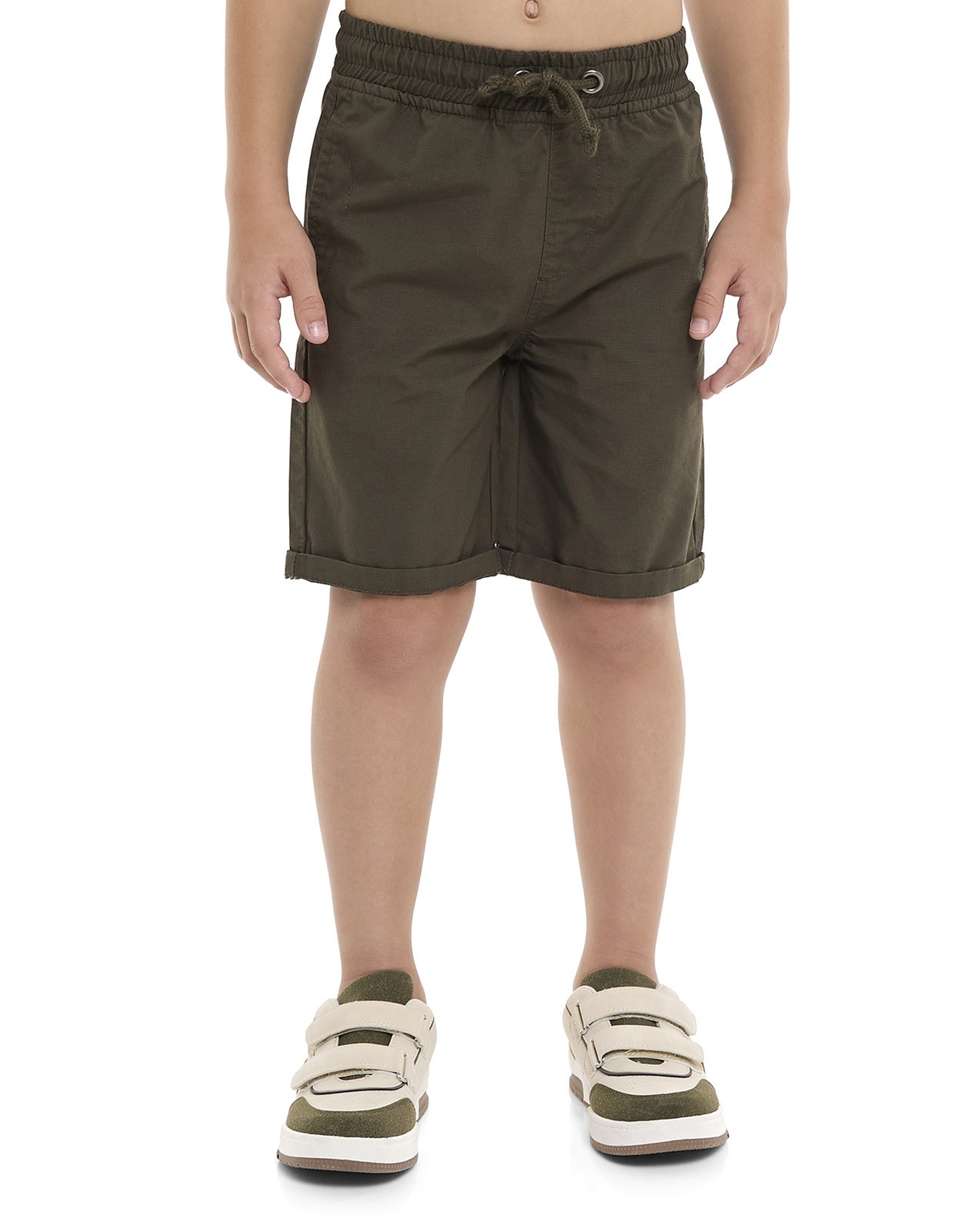 Solid Shorts with Drawstring Waist