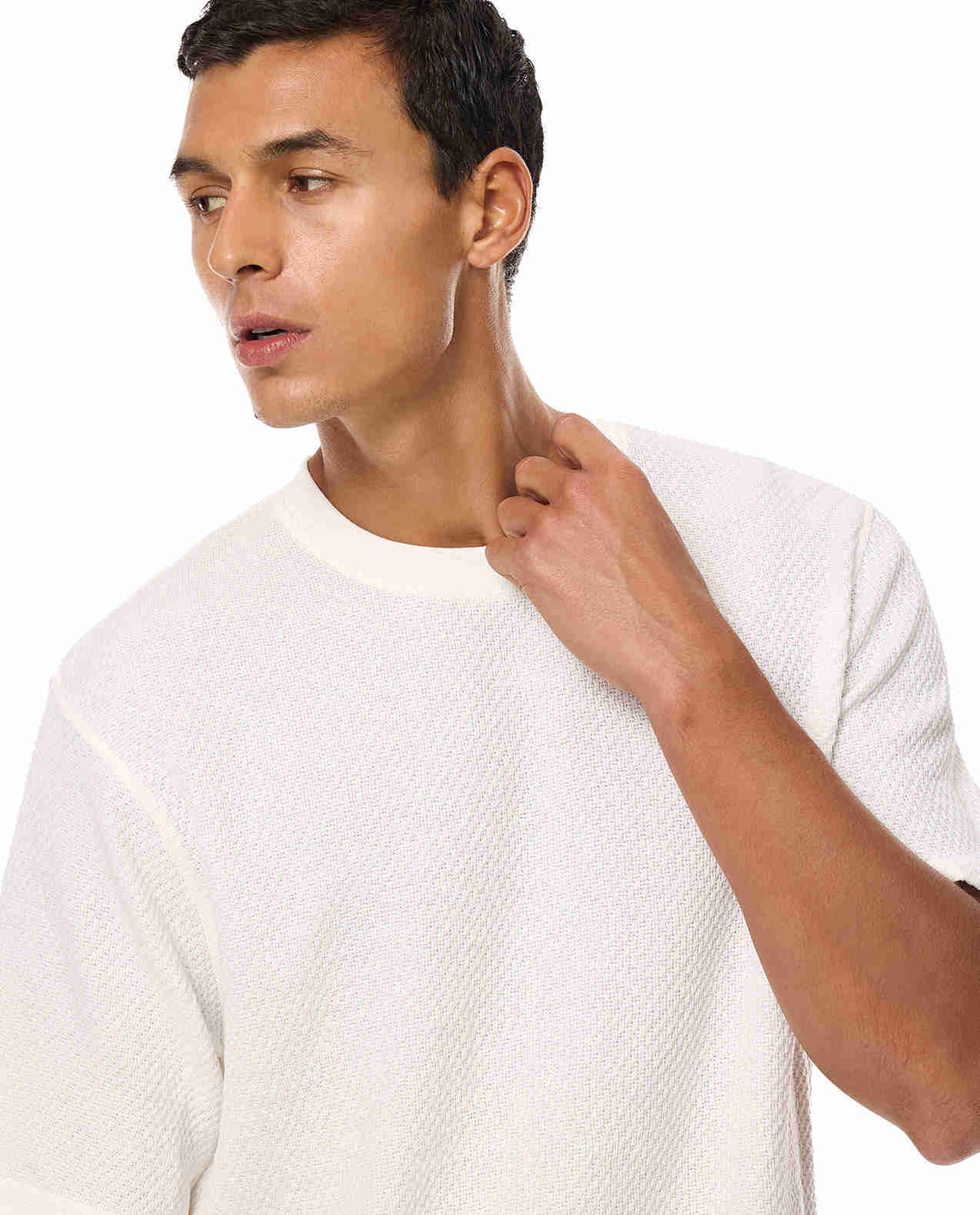 Textured T-Shirt with Crew Neck and Short Sleeves