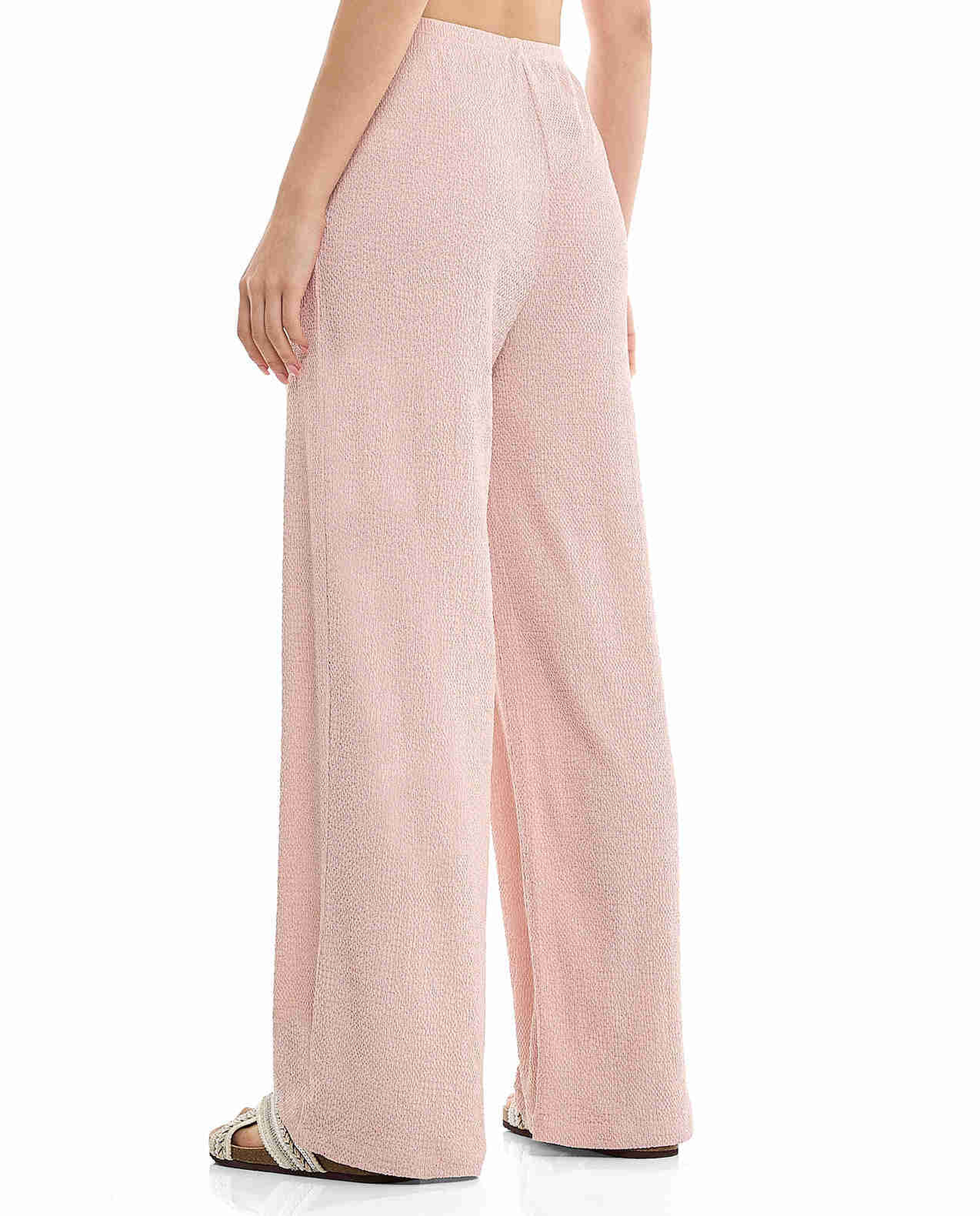 Textured Wide Leg Pants with Elastic Waist