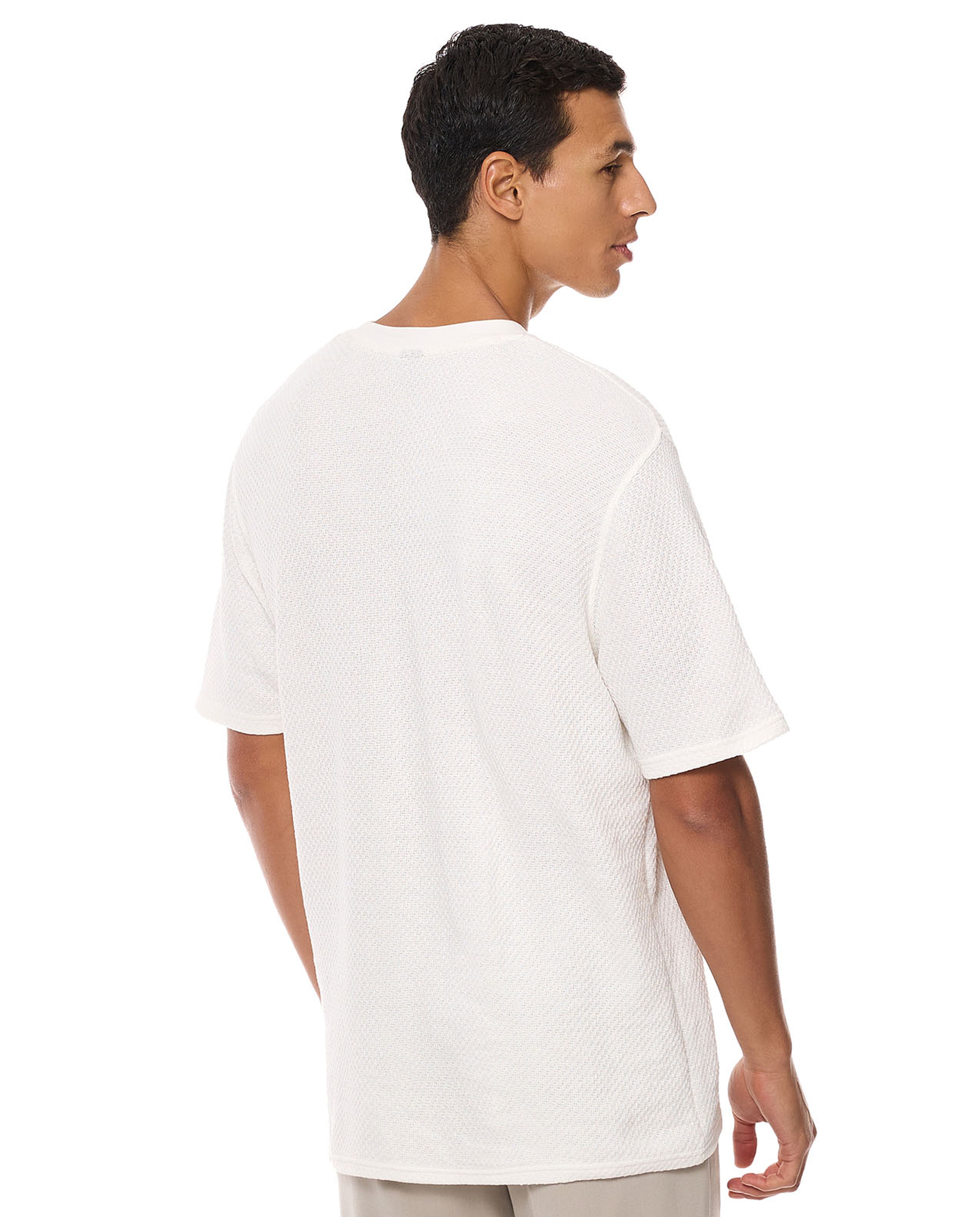 Textured T-Shirt with Crew Neck and Short Sleeves