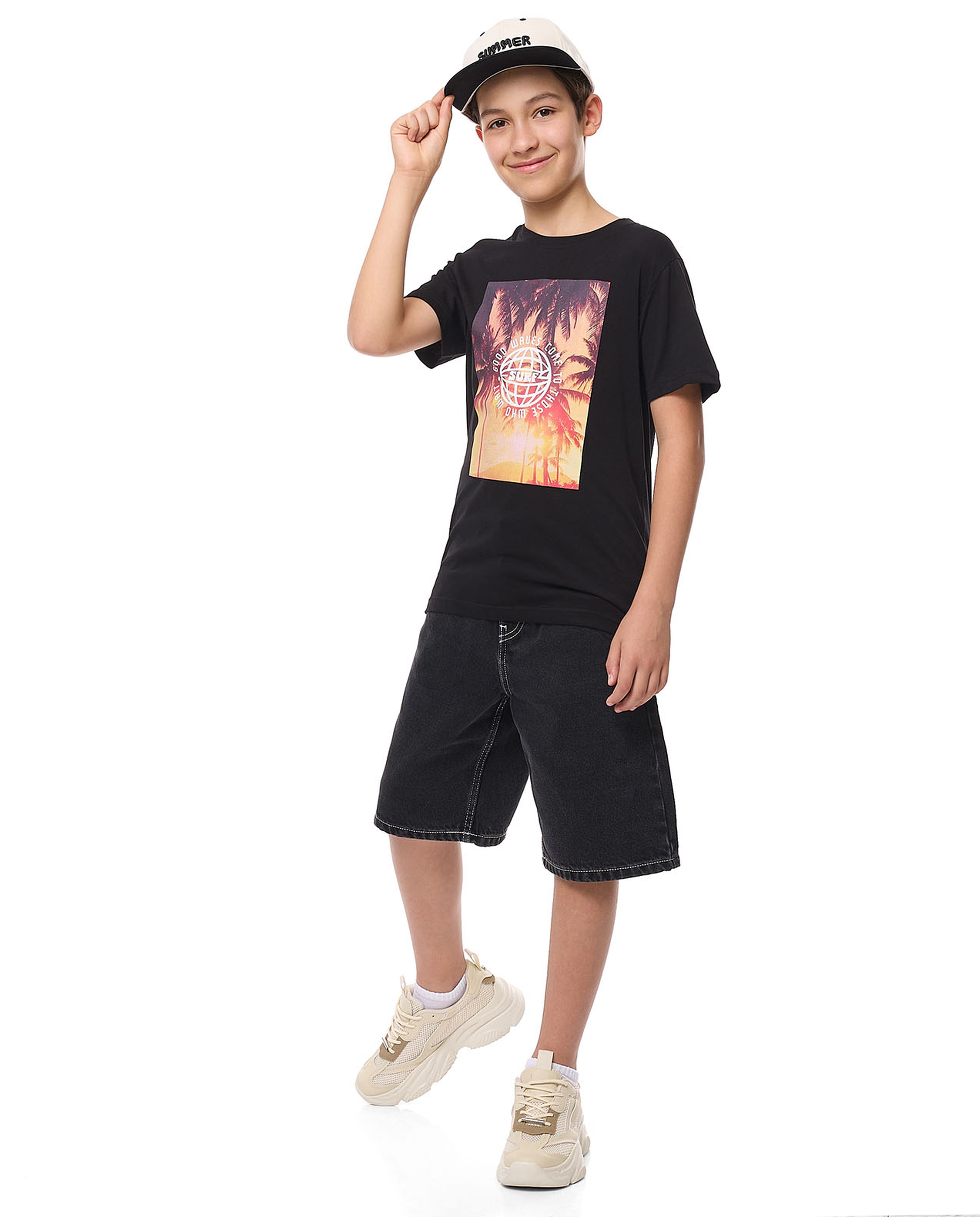 Printed T-Shirt with Crew Neck and Short Sleeves