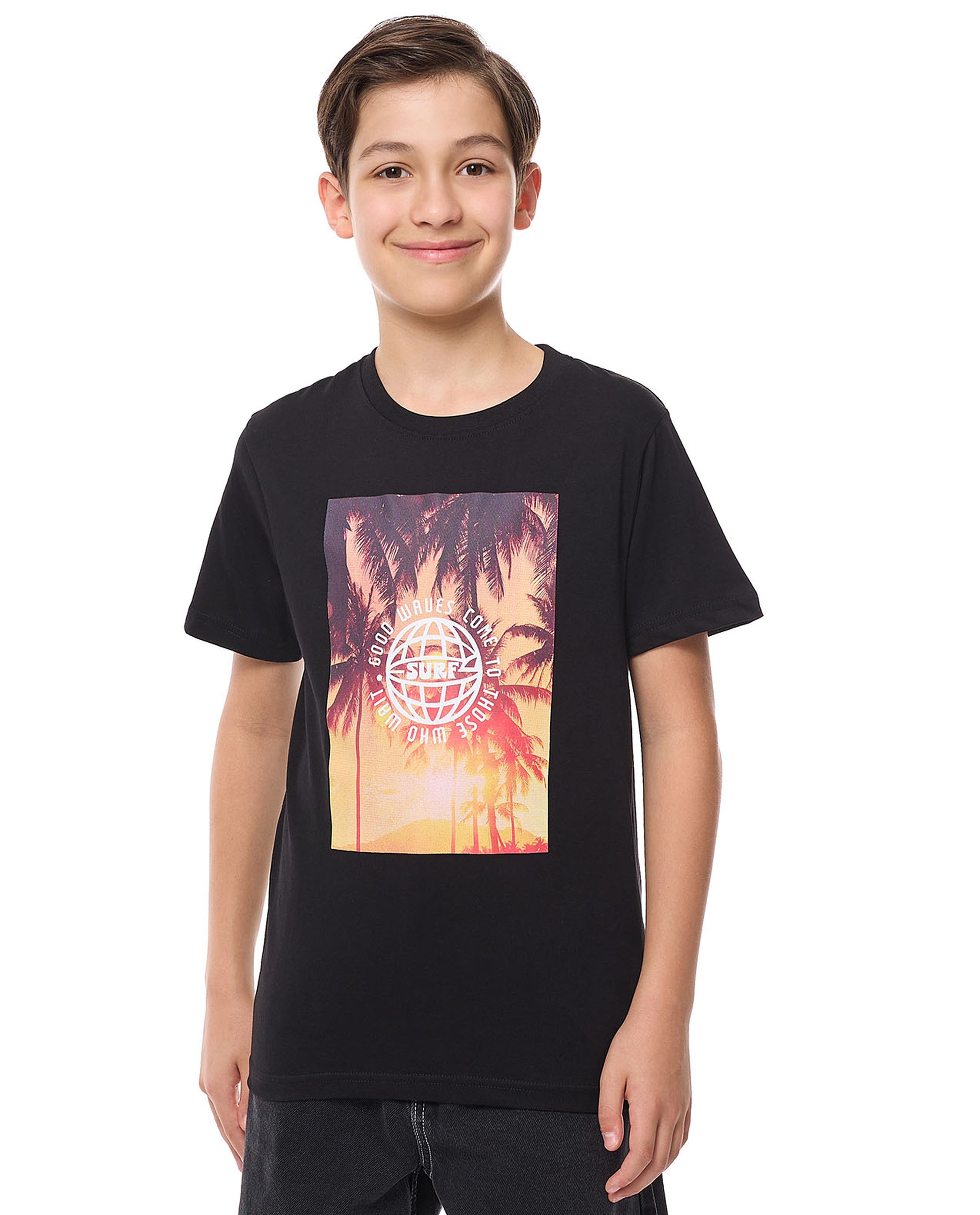 Printed T-Shirt with Crew Neck and Short Sleeves