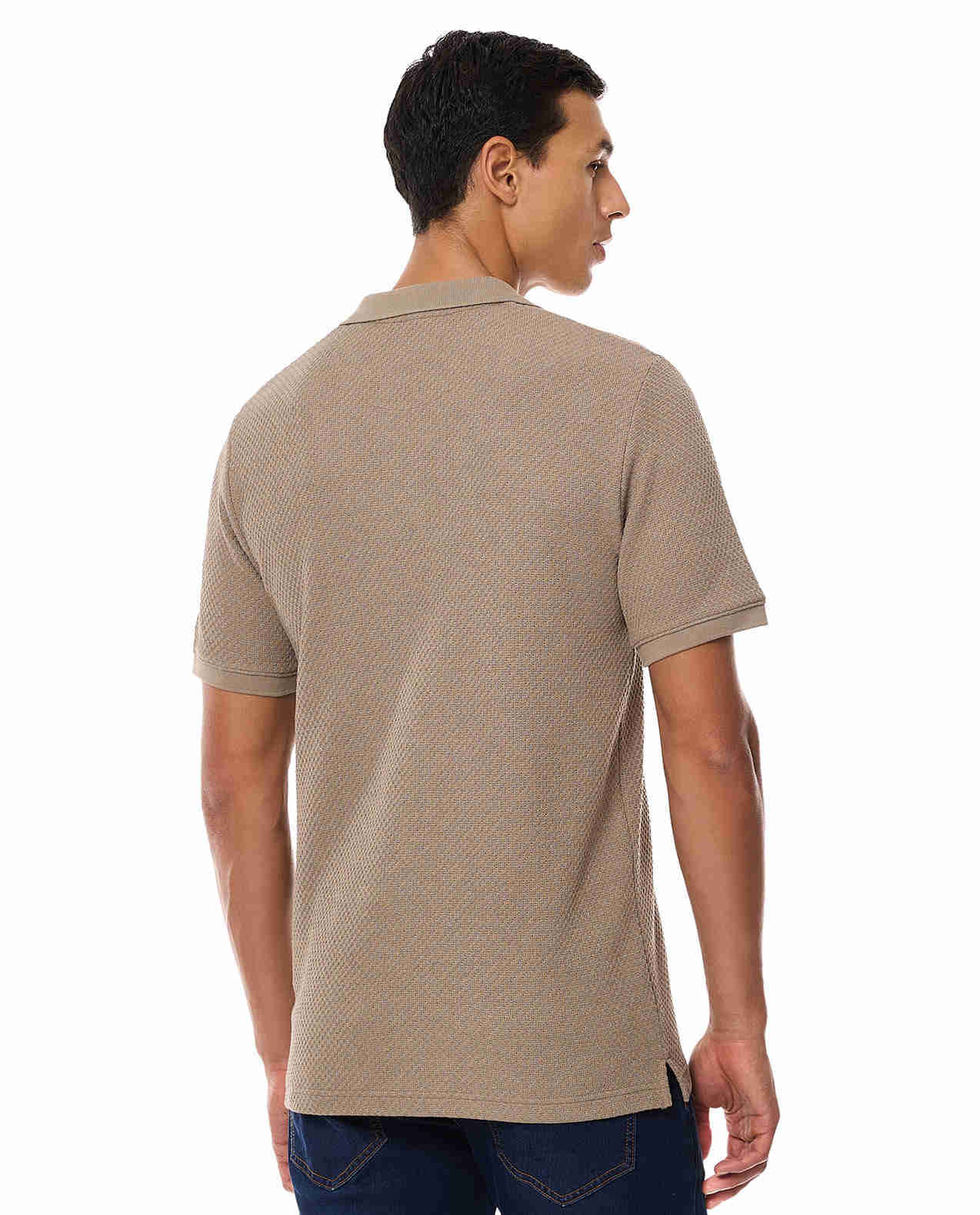 Textured Polo T-Shirt with Short Sleeves