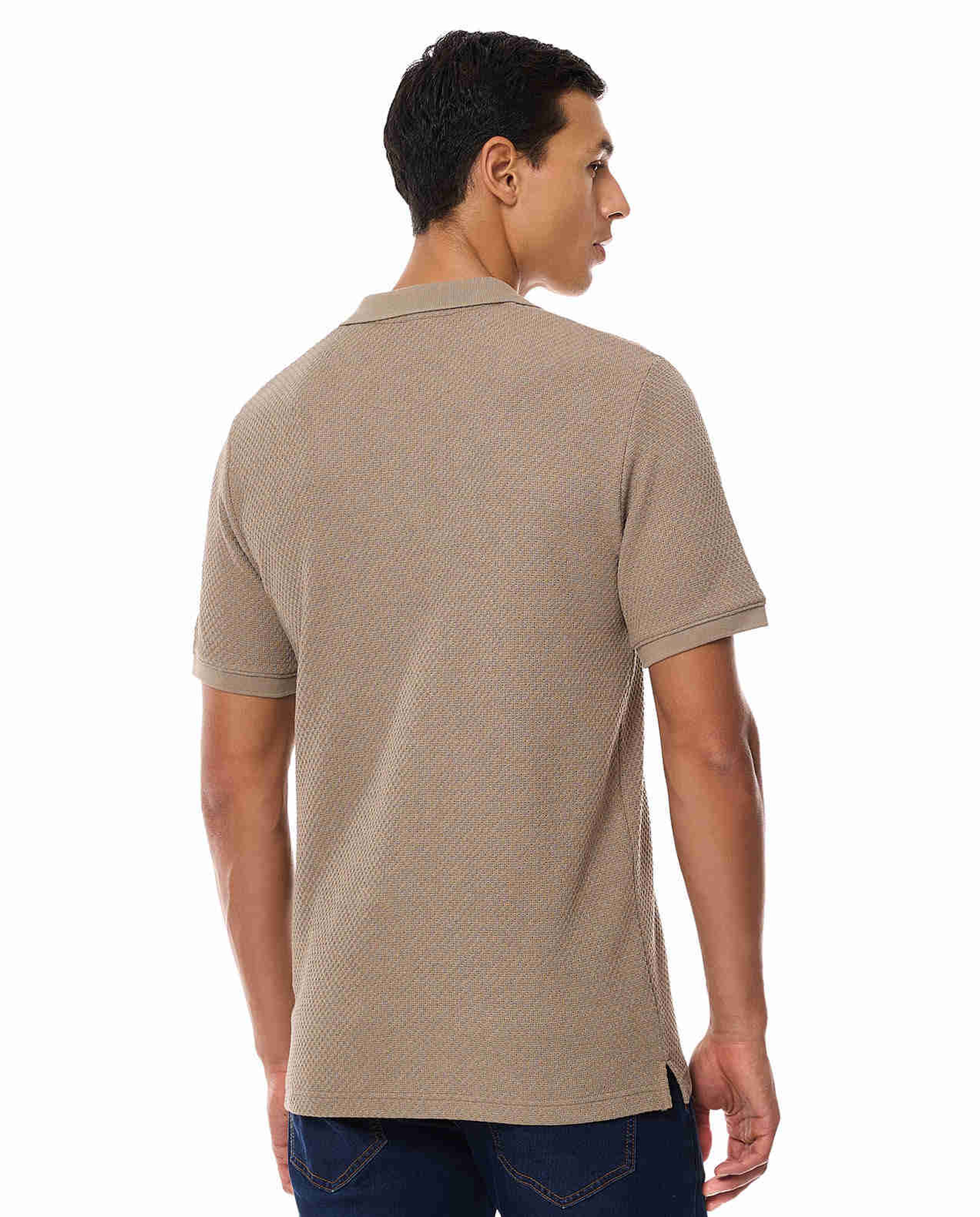 Textured Polo T-Shirt with Short Sleeves