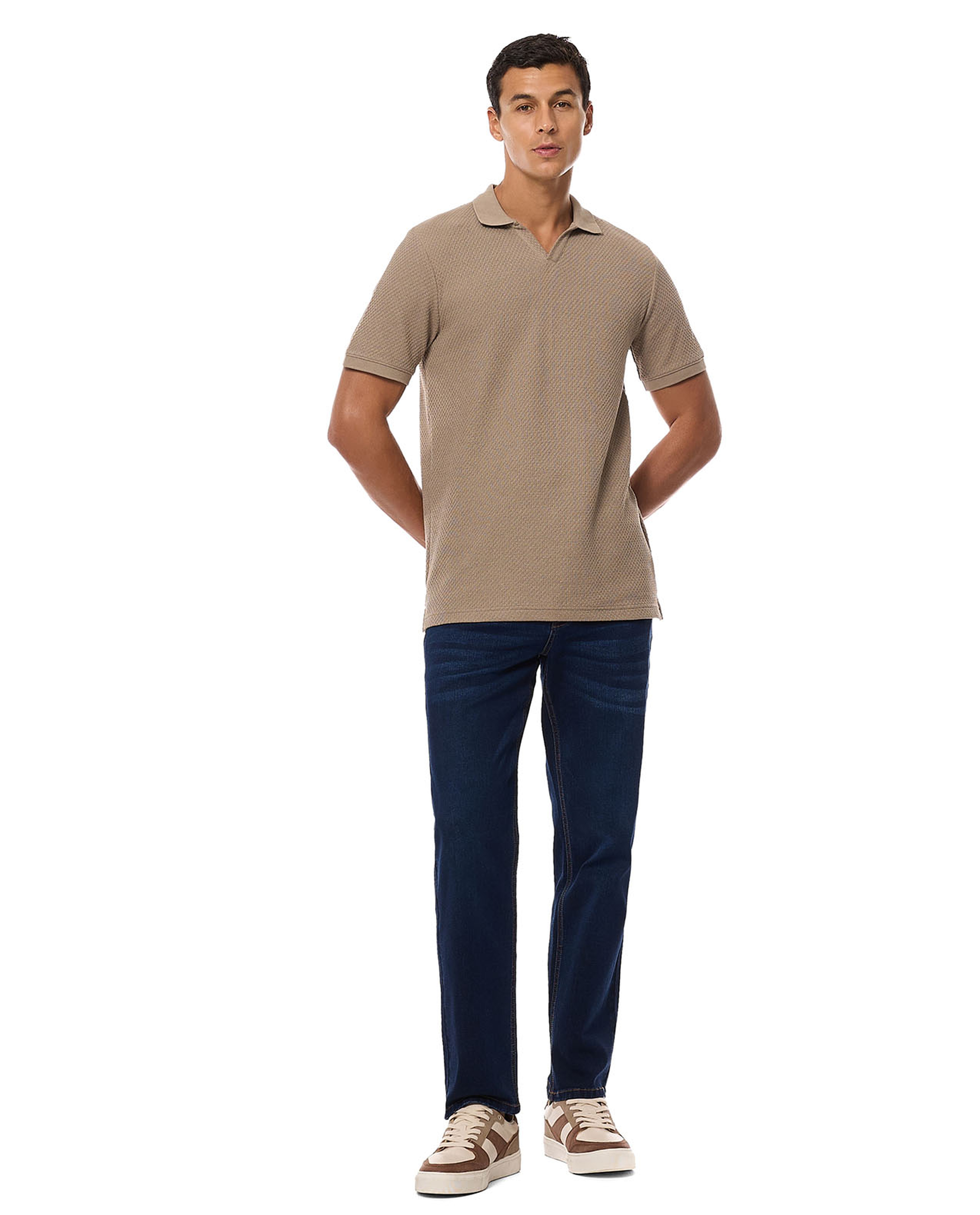 Textured Polo T-Shirt with Short Sleeves