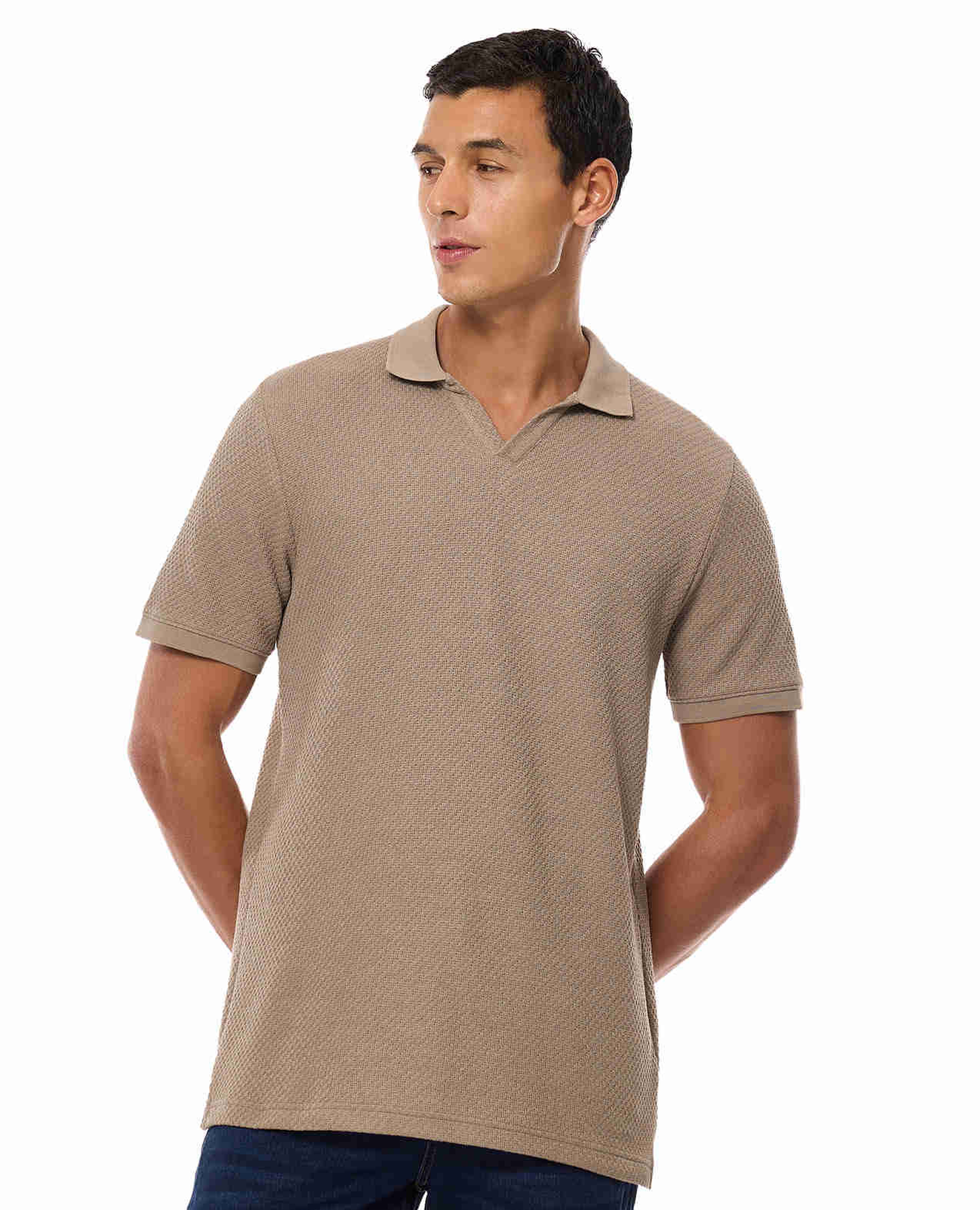 Textured Polo T-Shirt with Short Sleeves