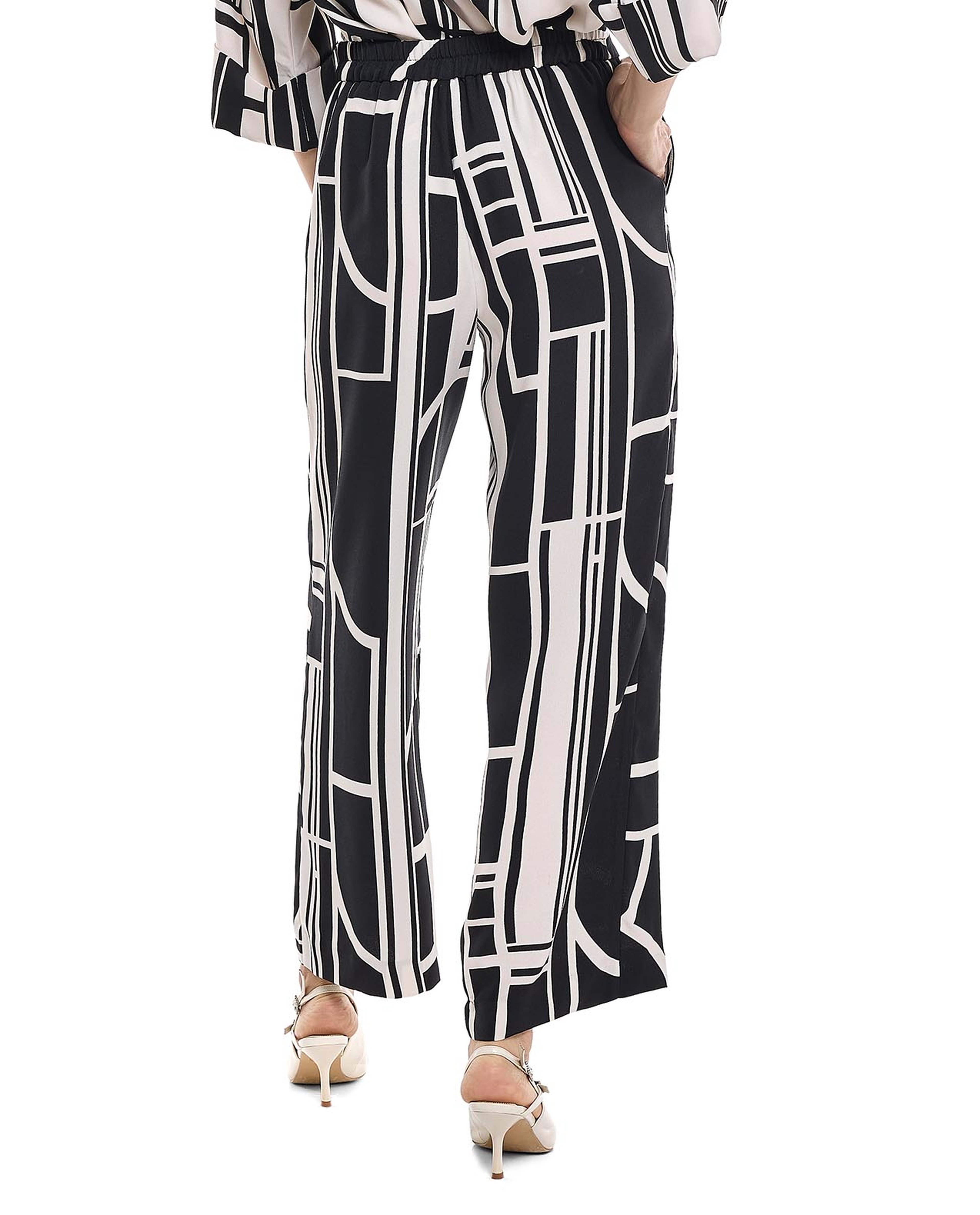 Patterned Straight Fit Pants with Drawstring Waist